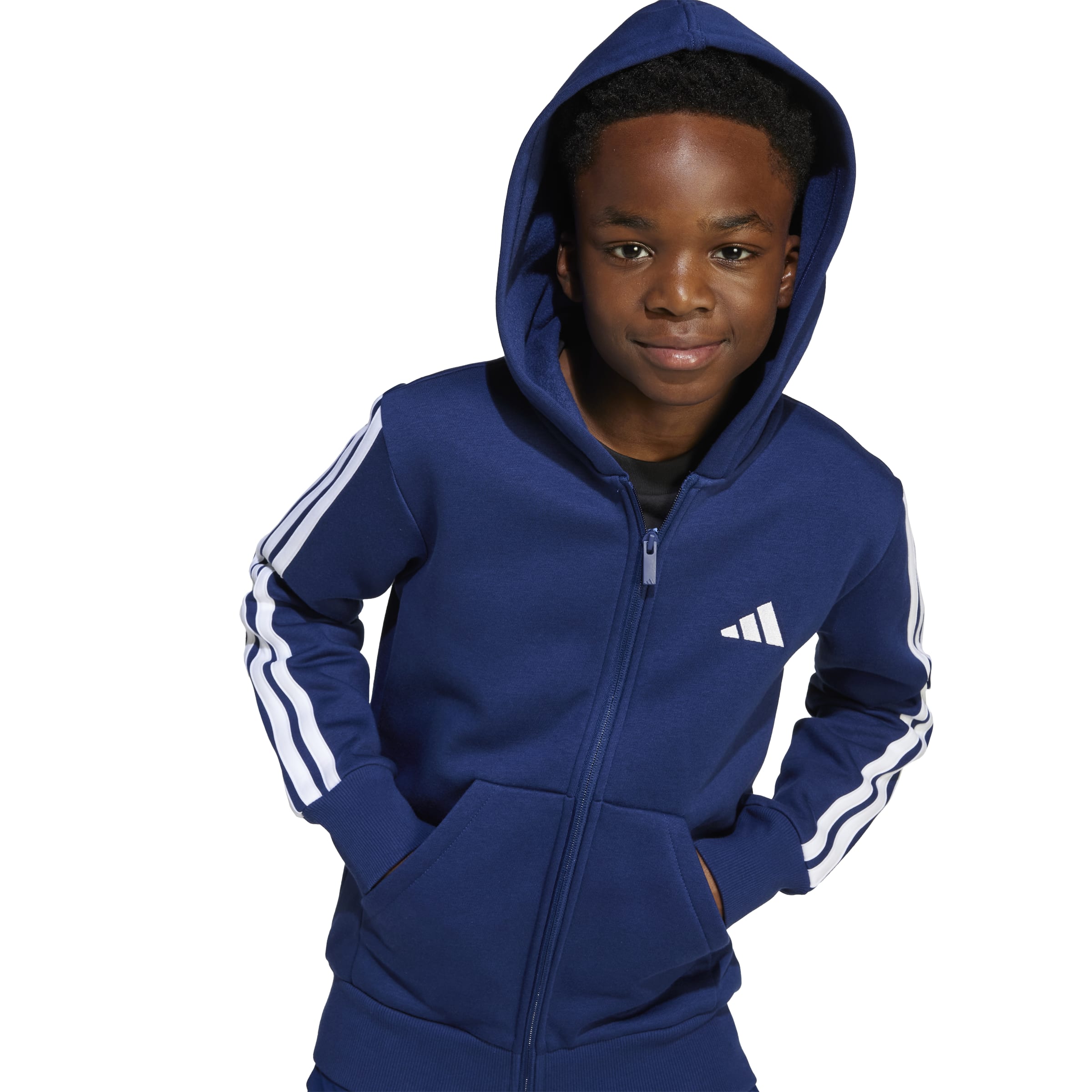 Adidas Felpa con Cappuccio e Zip Essentials Blu