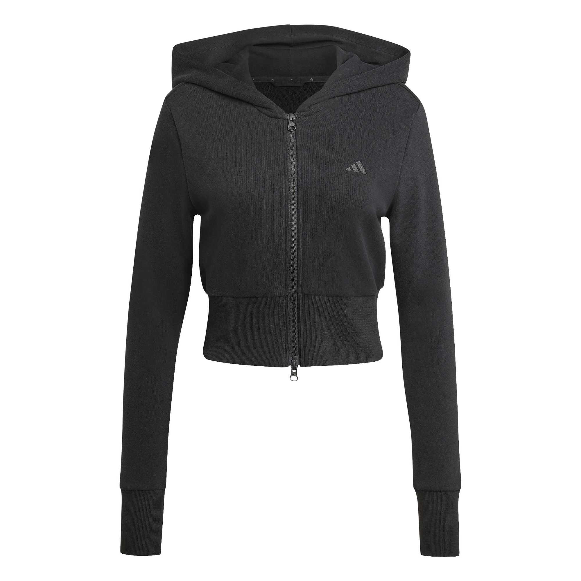 Felpa con zip intera in spugna francese Essentials stagionali - Nero