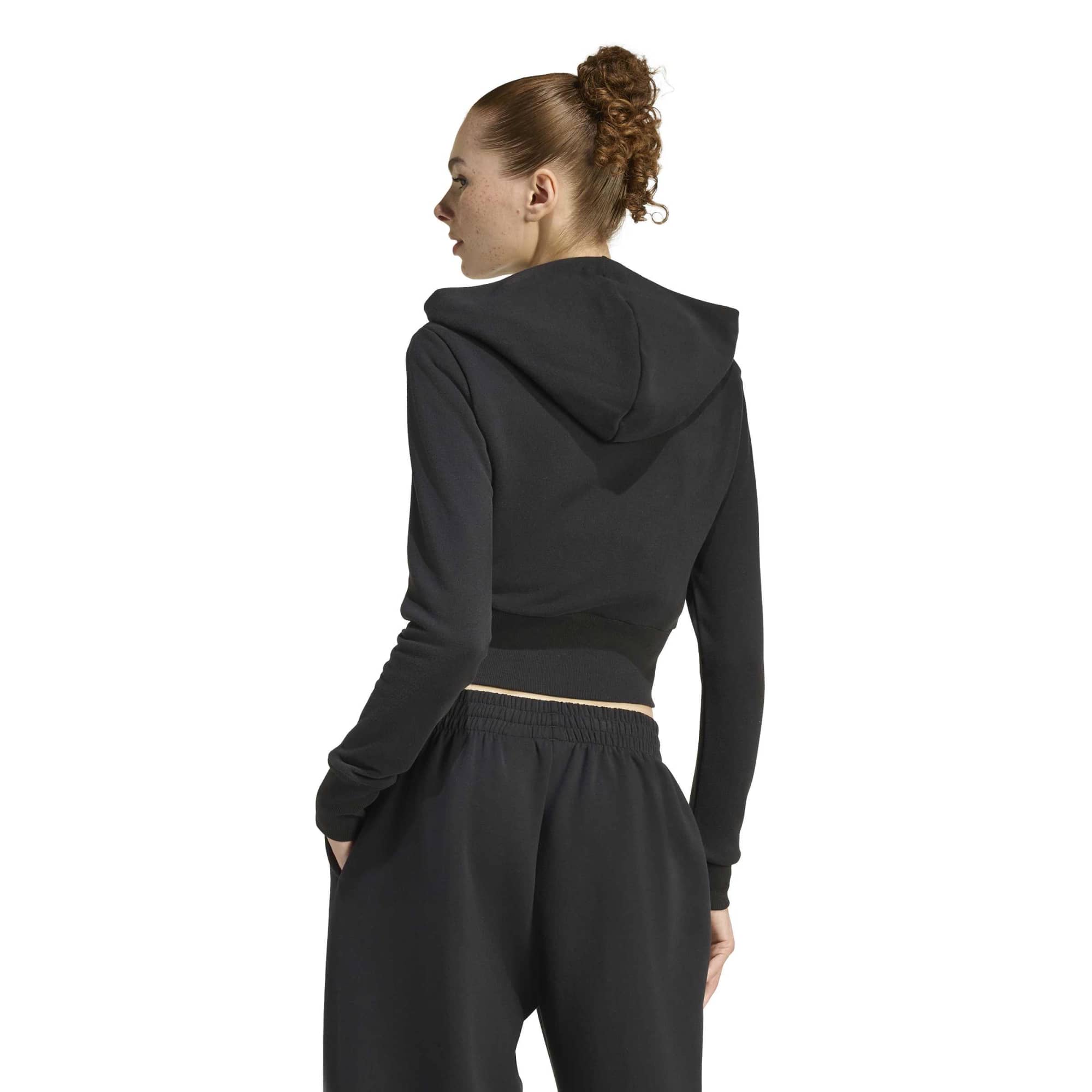 Felpa con zip intera in spugna francese Essentials stagionali - Nero