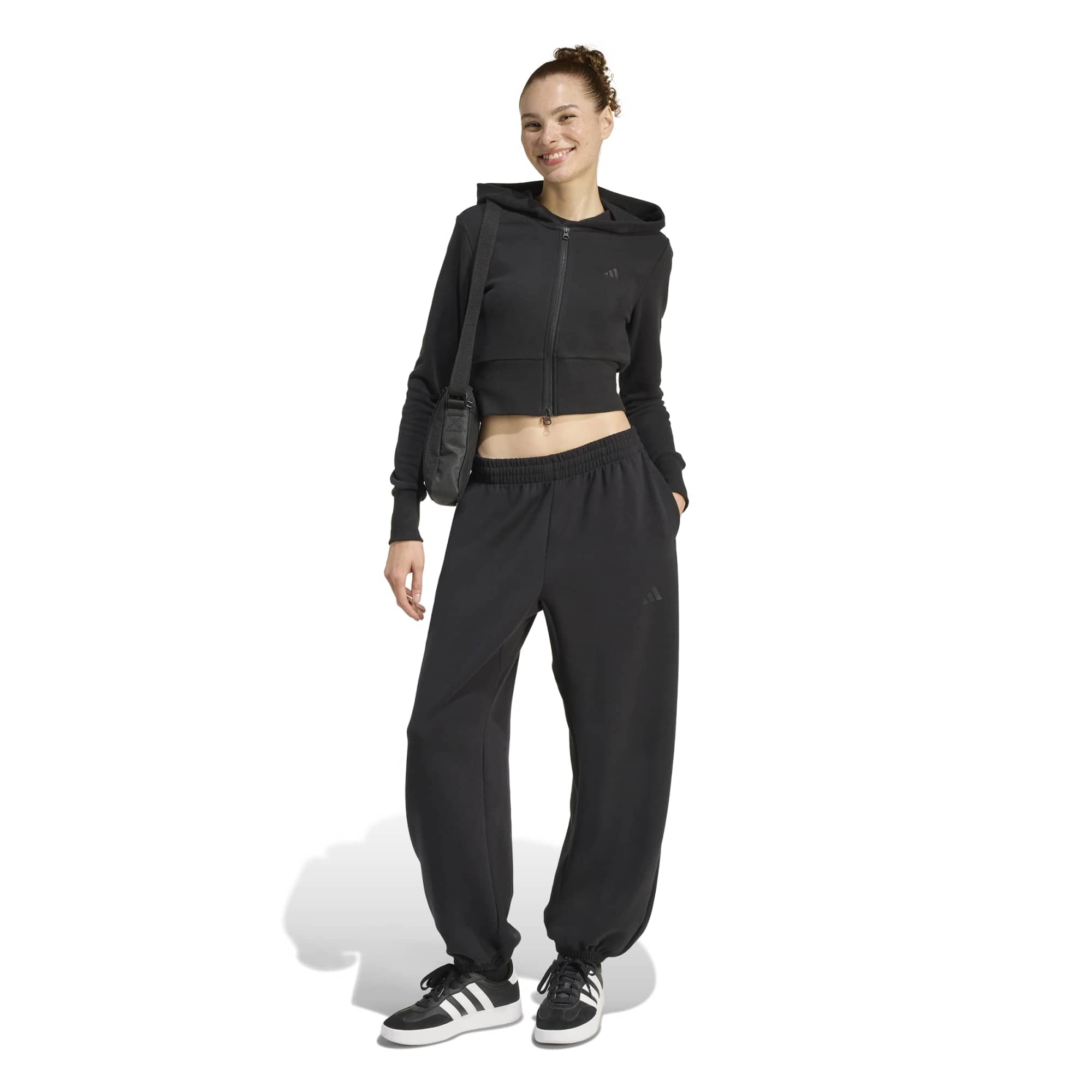 Felpa con zip intera in spugna francese Essentials stagionali - Nero