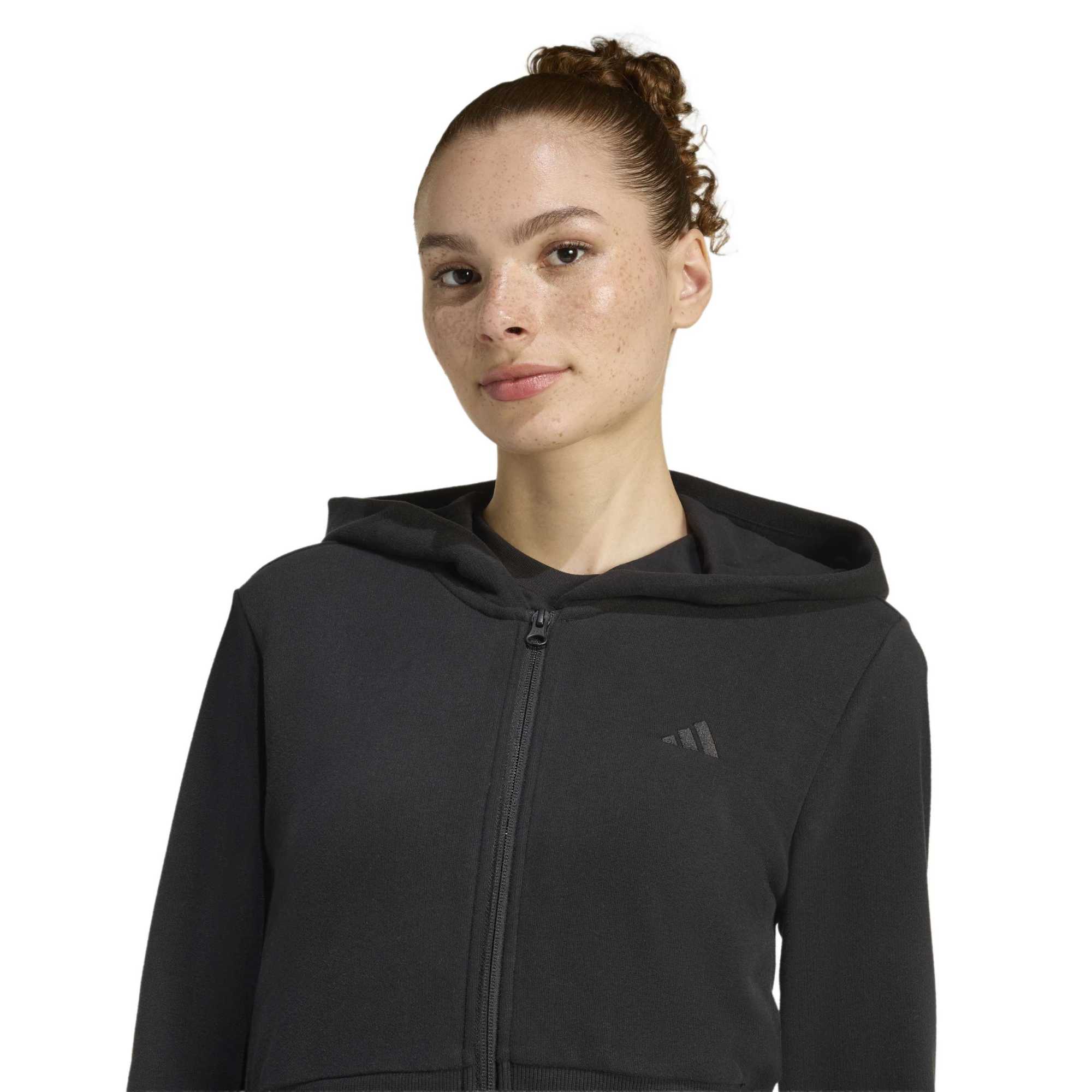 Felpa con zip intera in spugna francese Essentials stagionali - Nero
