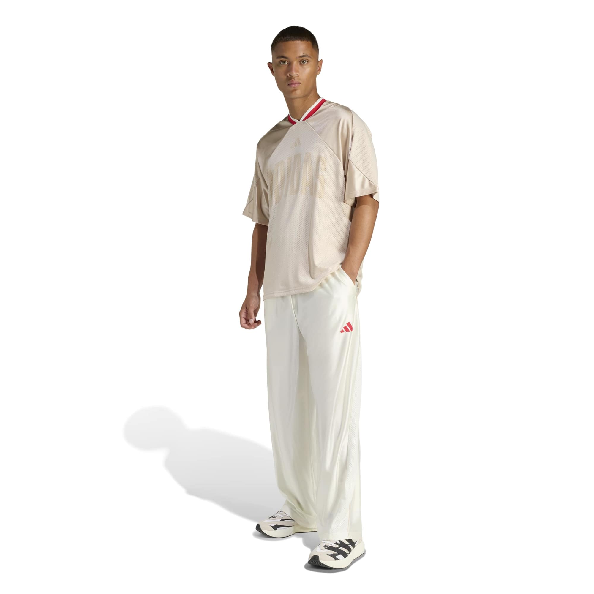 Pantaloni in Tricot Lucido Stadium - Bianco / Beige / Rosso