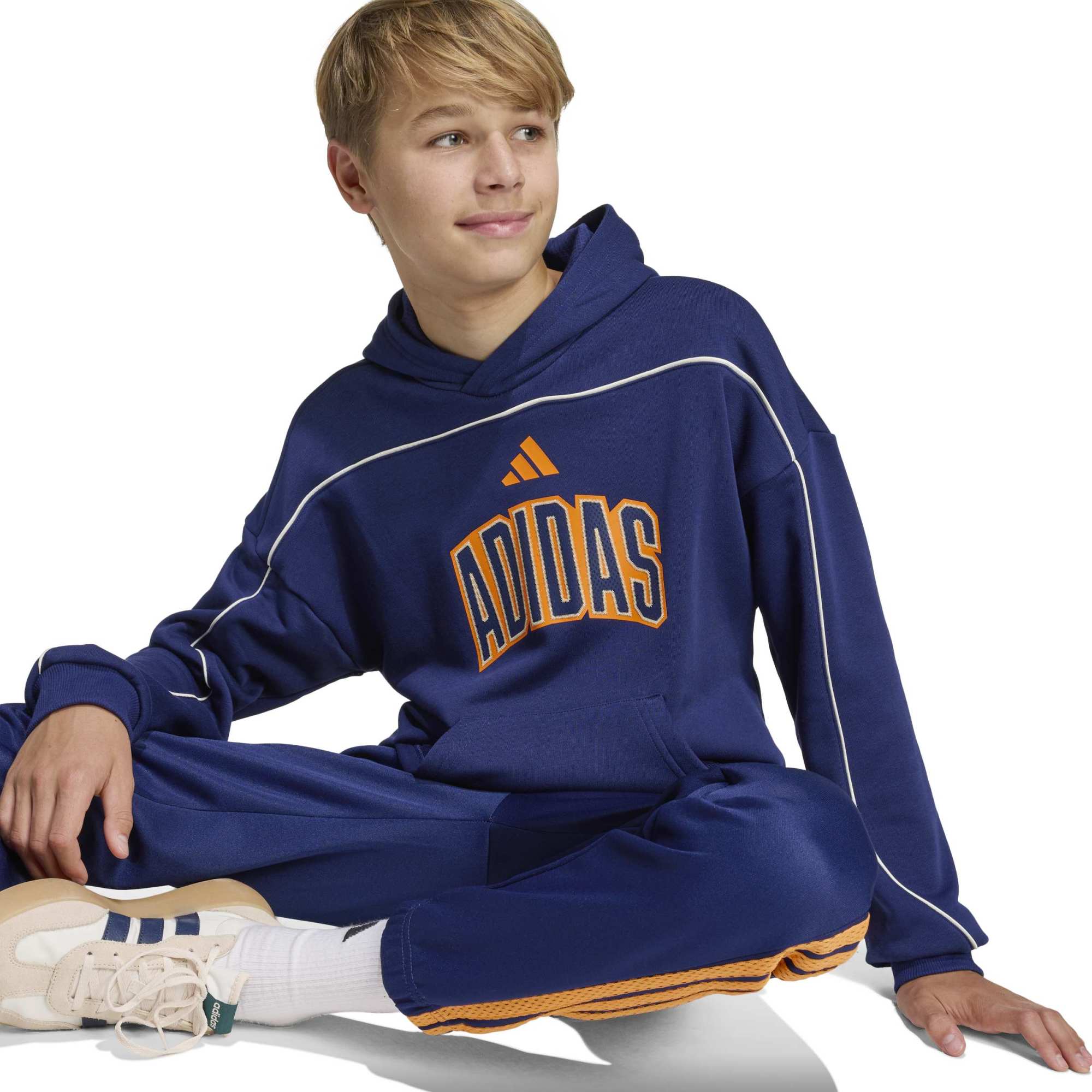 Felpa con Cappuccio con Lettering Stadium - Blu / Arancione