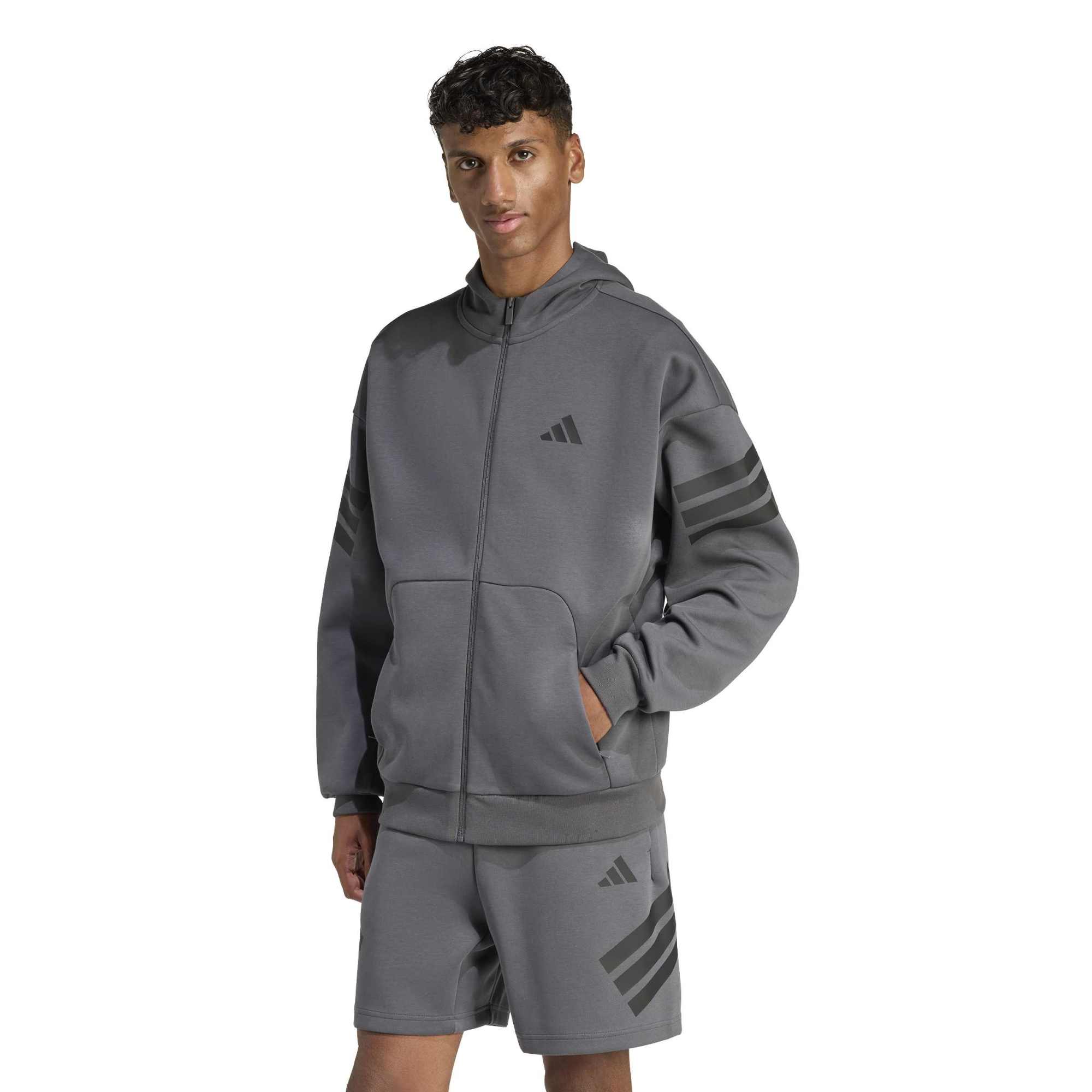 Felpa con cappuccio Future Icons 3-Stripes Full-Zip - Grigio