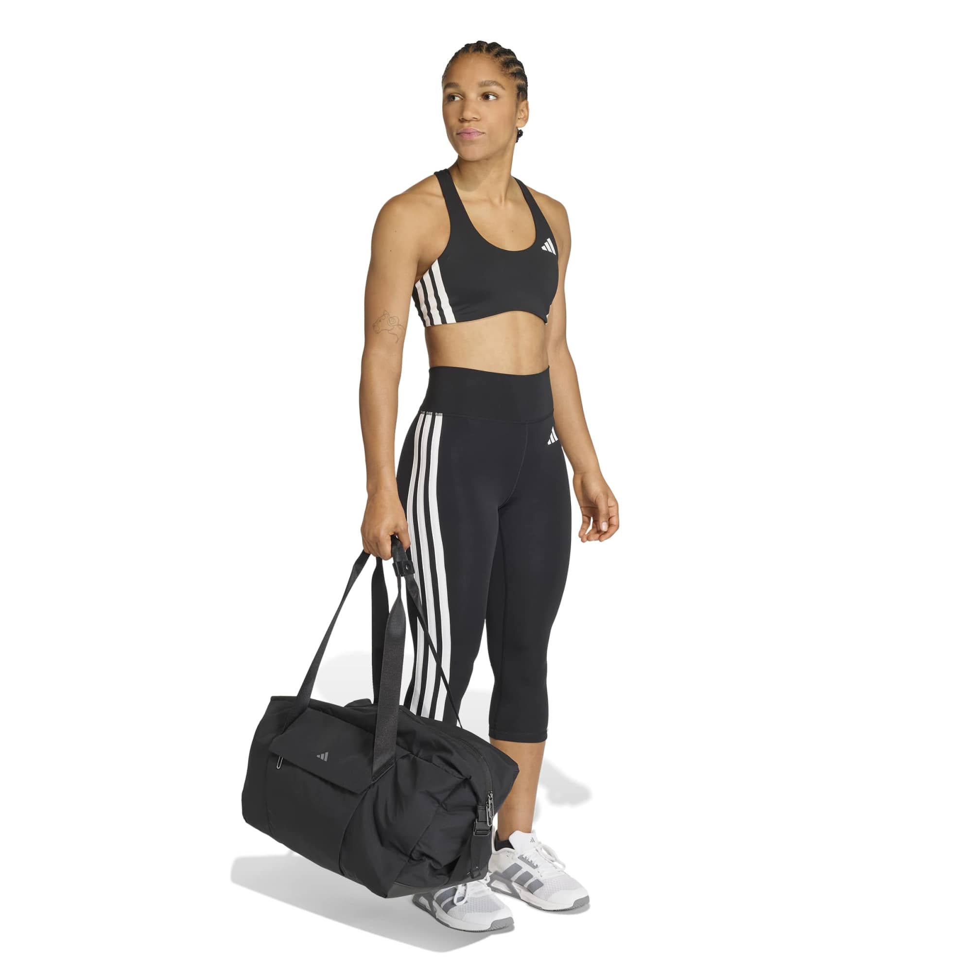 Optime Essentials Workout Leggings 3 strisce 3/4 - Nero / Bianco