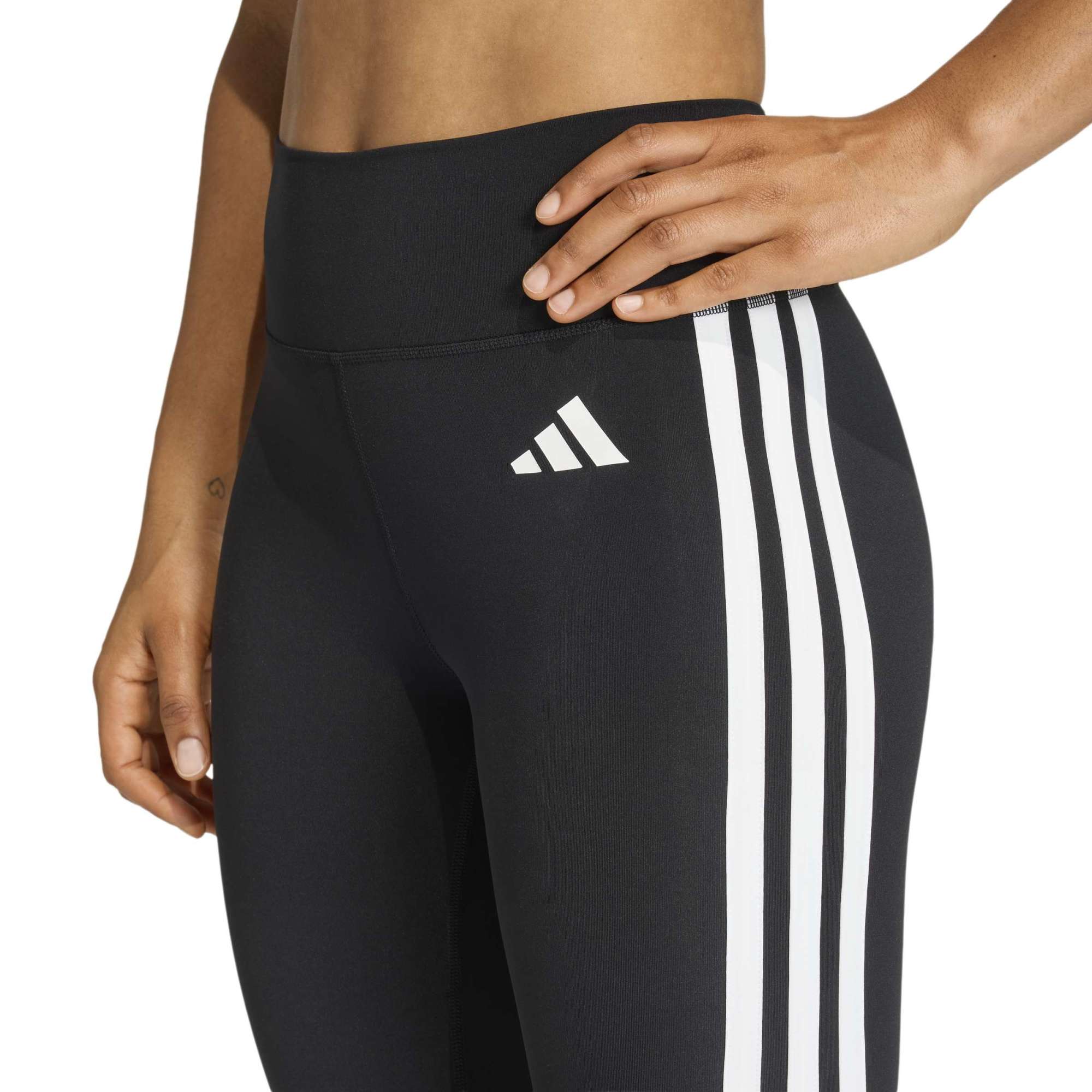 Optime Essentials Workout Leggings 3 strisce 3/4 - Nero / Bianco