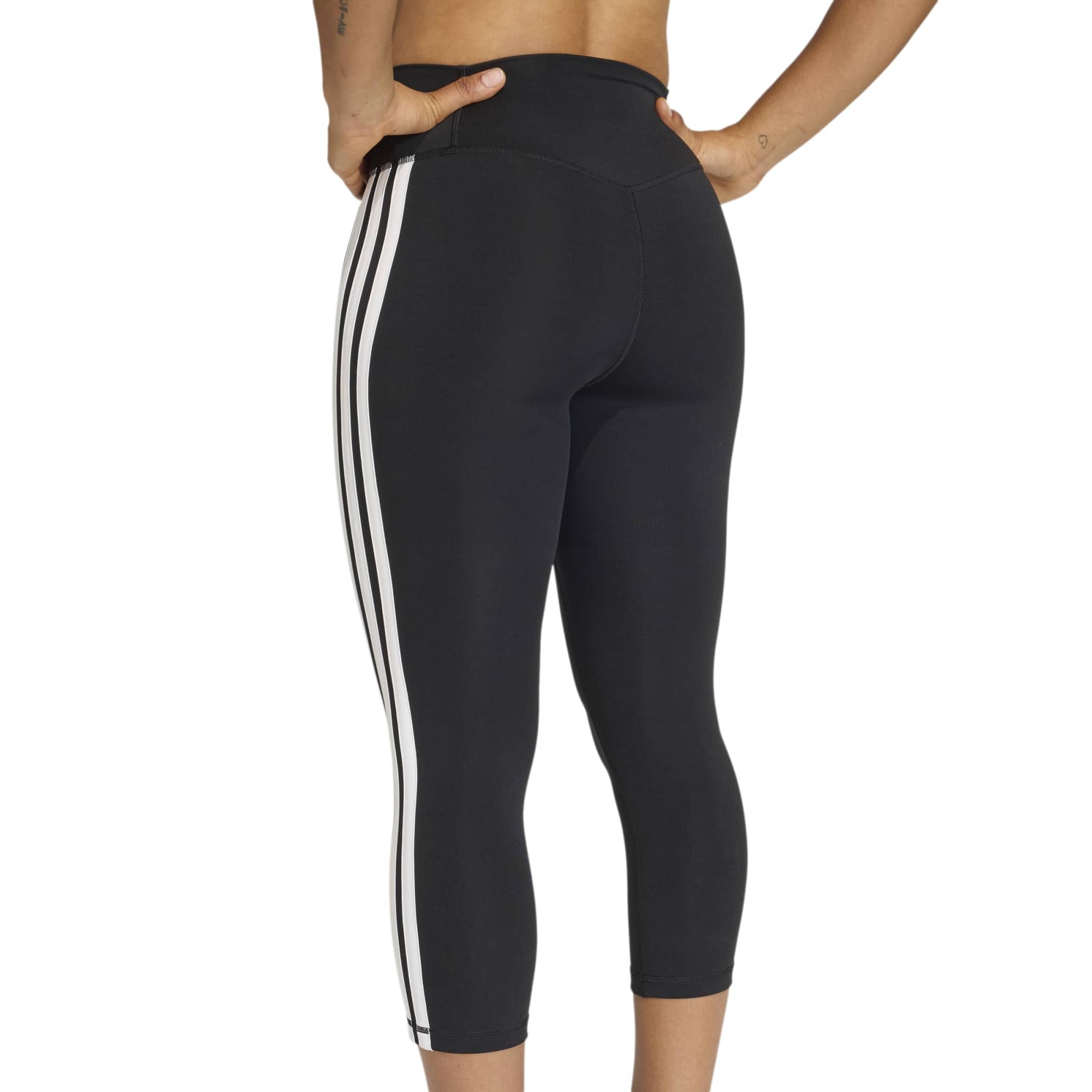 Optime Essentials Workout Leggings 3 strisce 3/4 - Nero / Bianco