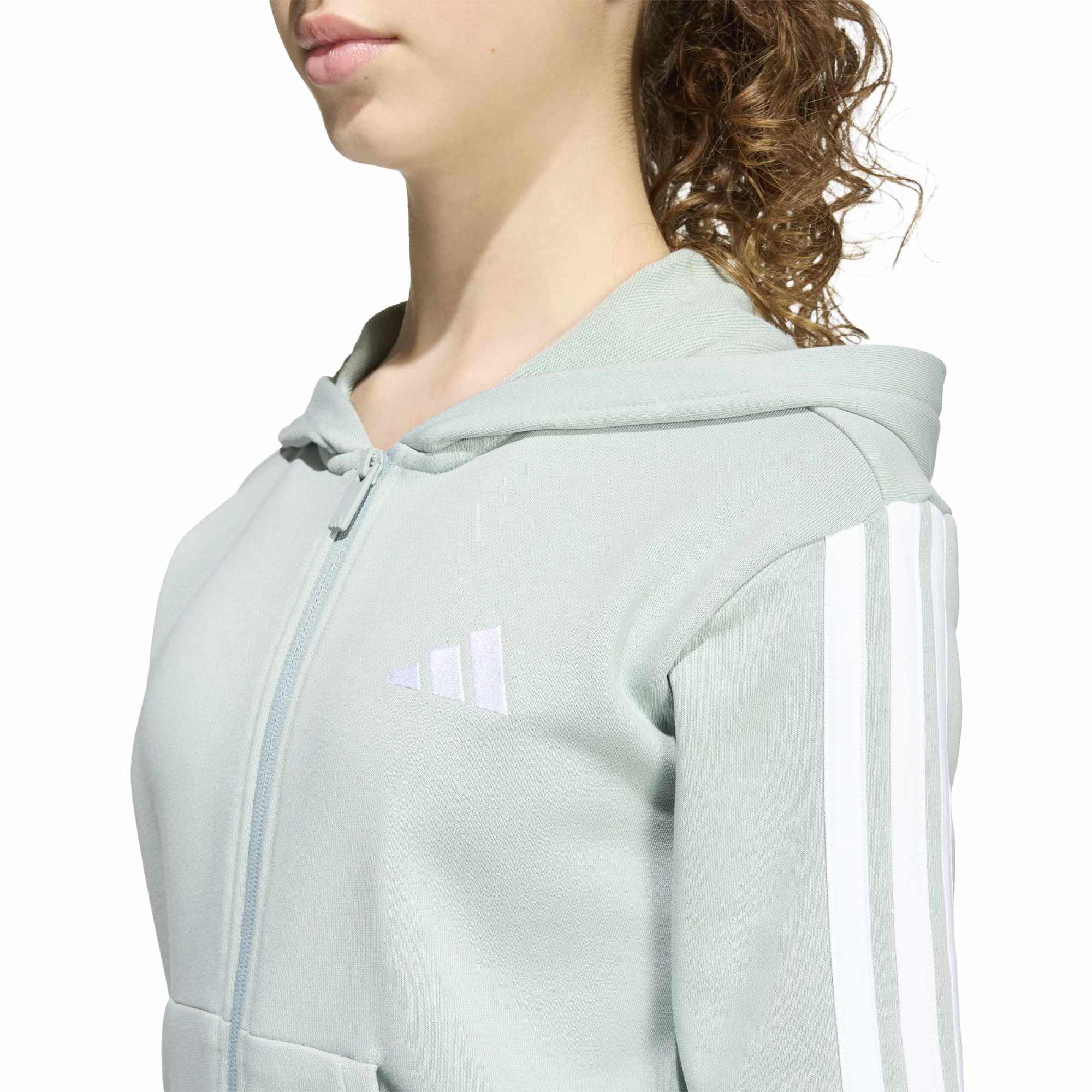 Felpa con Cappuccio e Zip Integrale - Verde / Bianco
