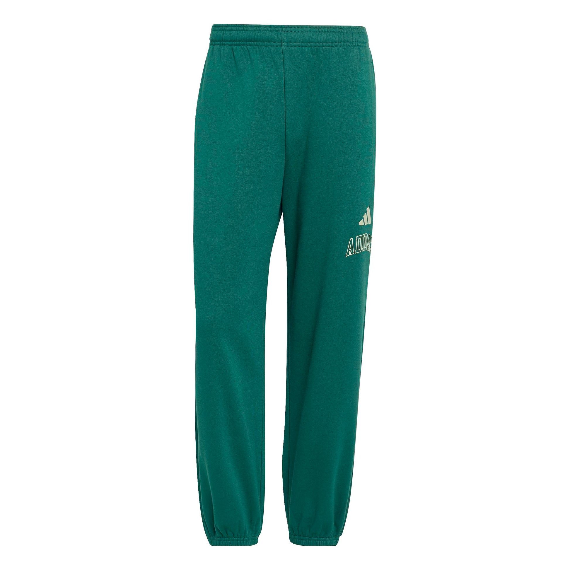 Adidas Pantaloni In Tessuto Felpato con Orlo Seasonal Essentials College Verde