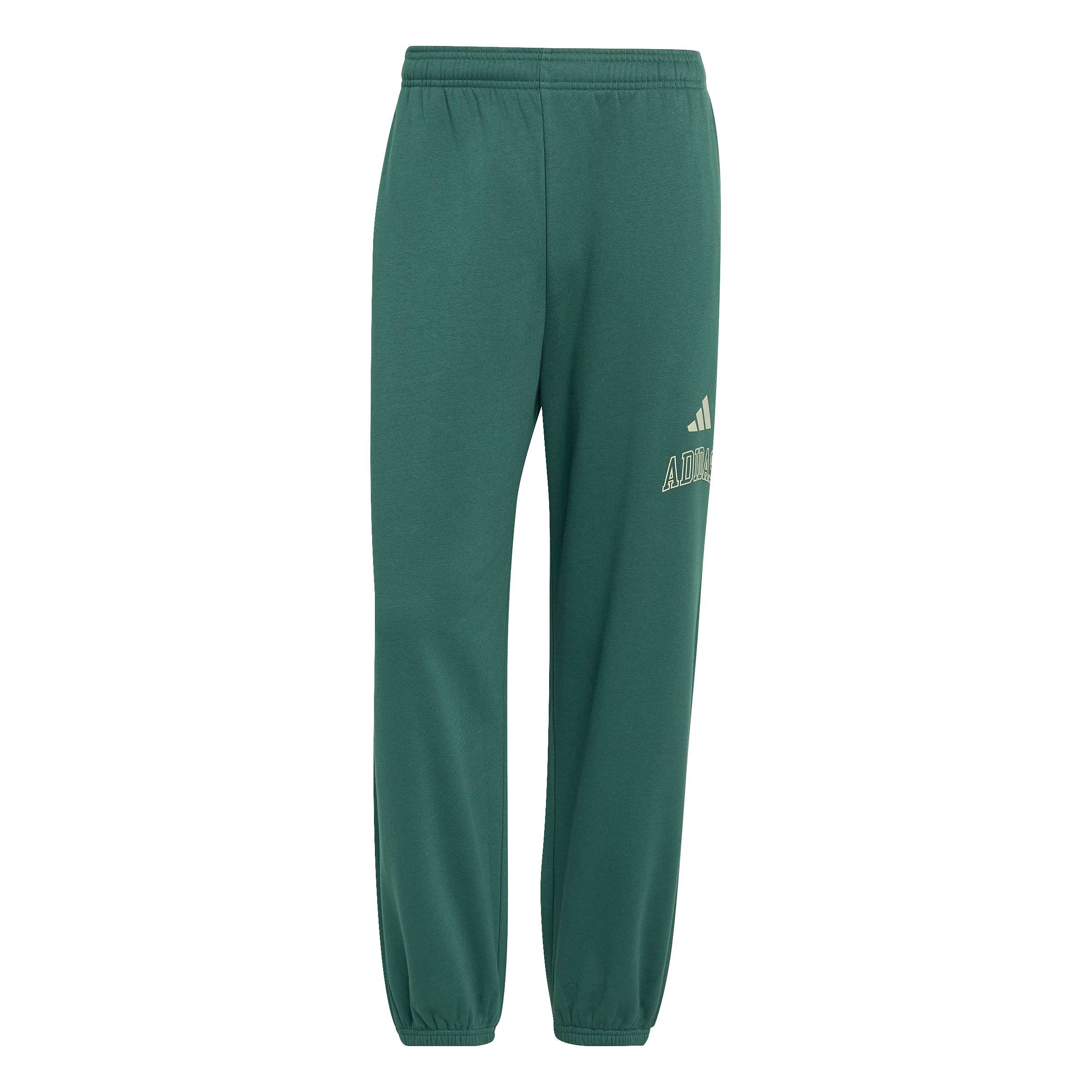 Adidas Pantaloni In Tessuto Felpato con Orlo Seasonal Essentials College Verde