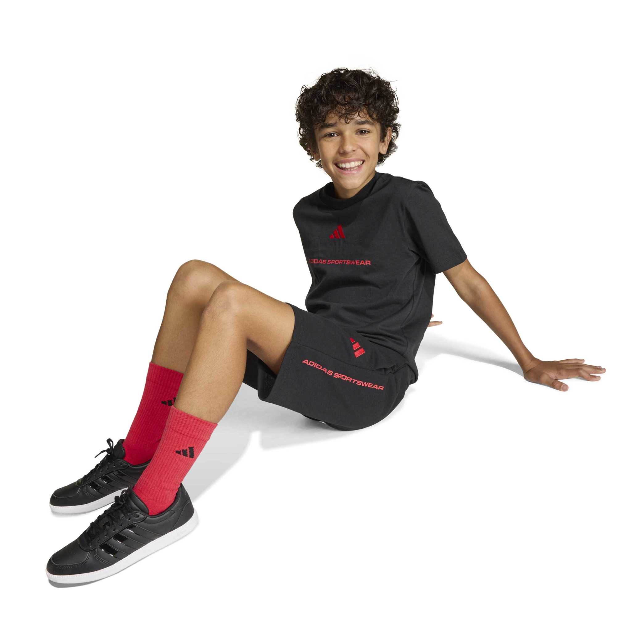 Short French Terry Slogan - Nero / Rosso