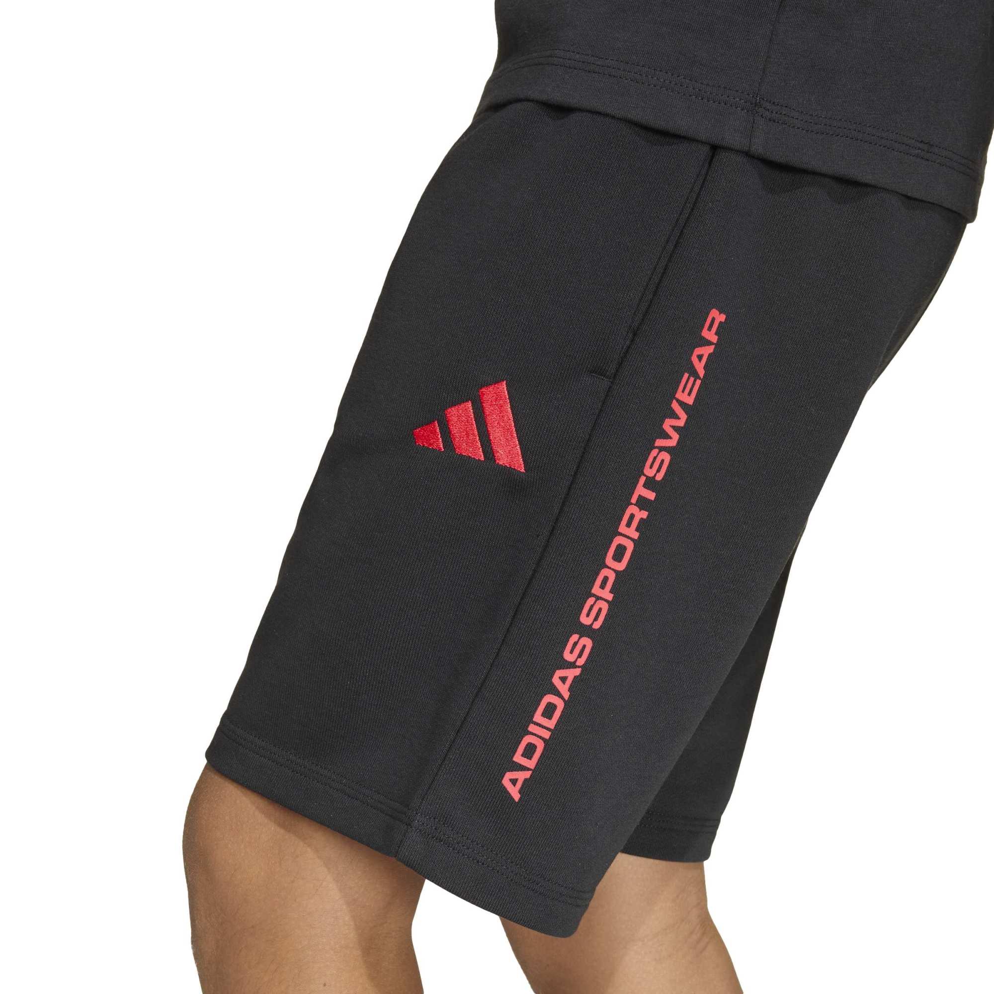 Short French Terry Slogan - Nero / Rosso