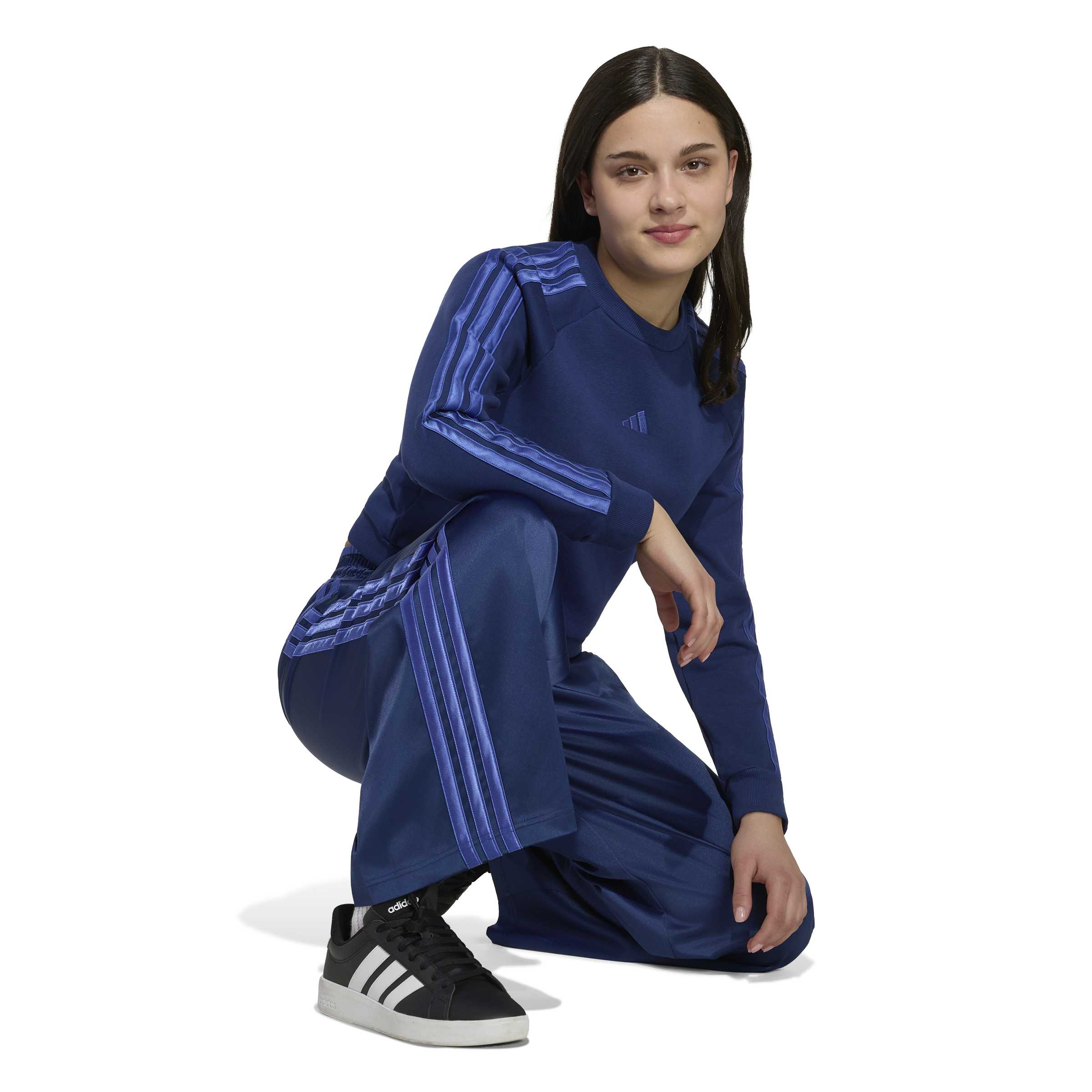 Adidas Pantaloni Satin Wide Leg Blu