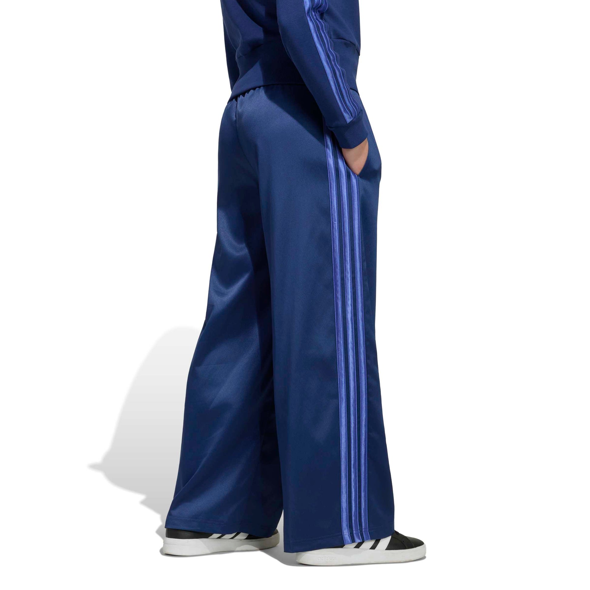 Adidas Pantaloni Satin Wide Leg Blu