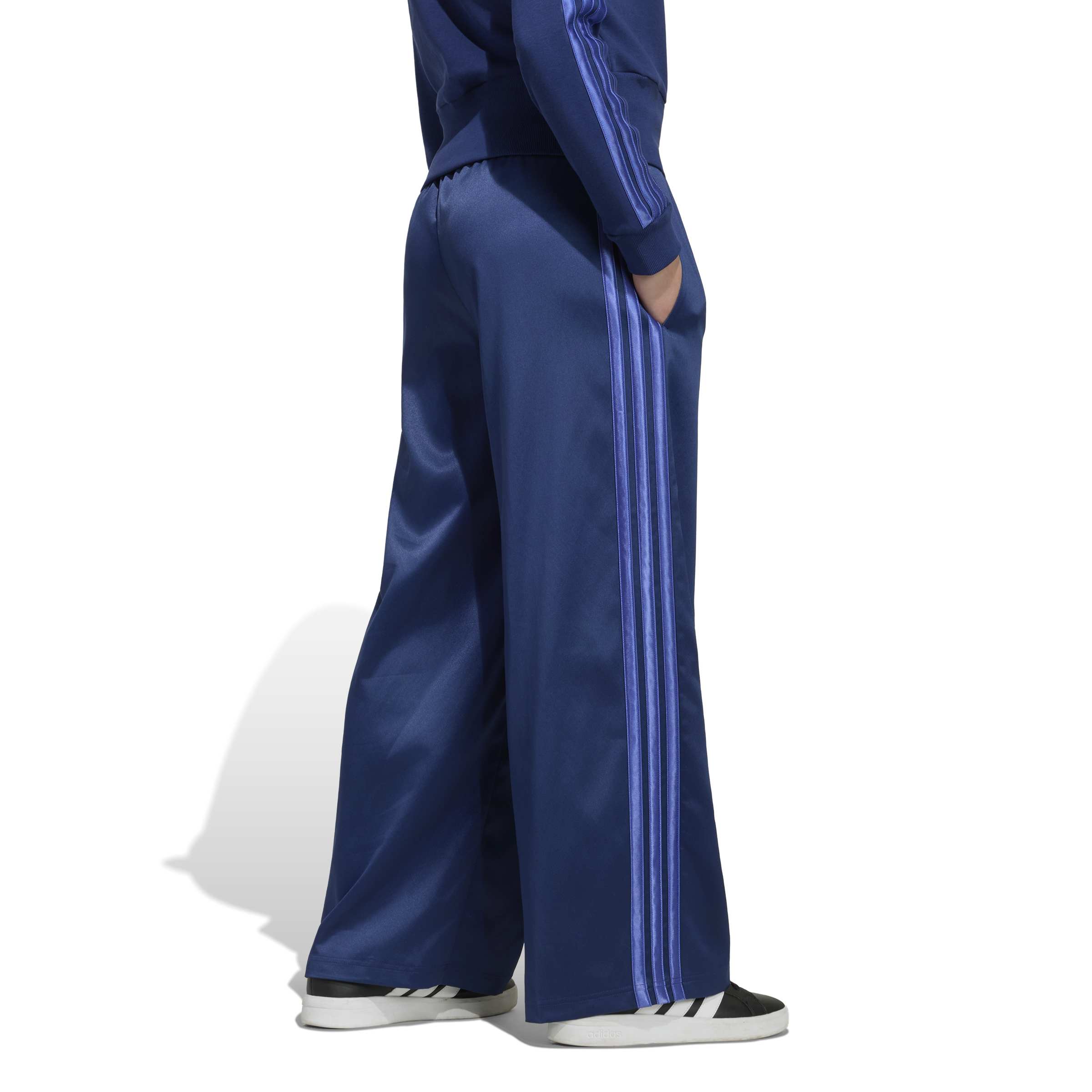 Adidas Pantaloni Satin Wide Leg Blu