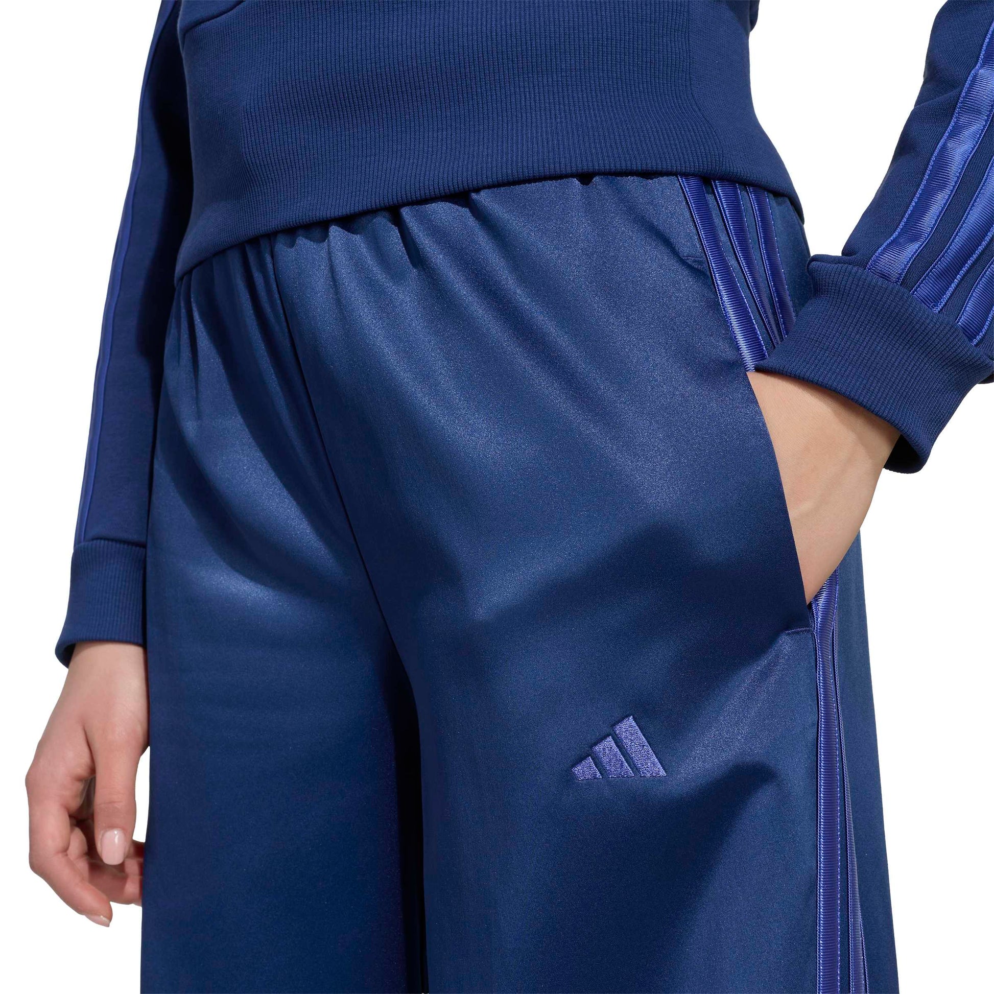 Adidas Pantaloni Satin Wide Leg Blu
