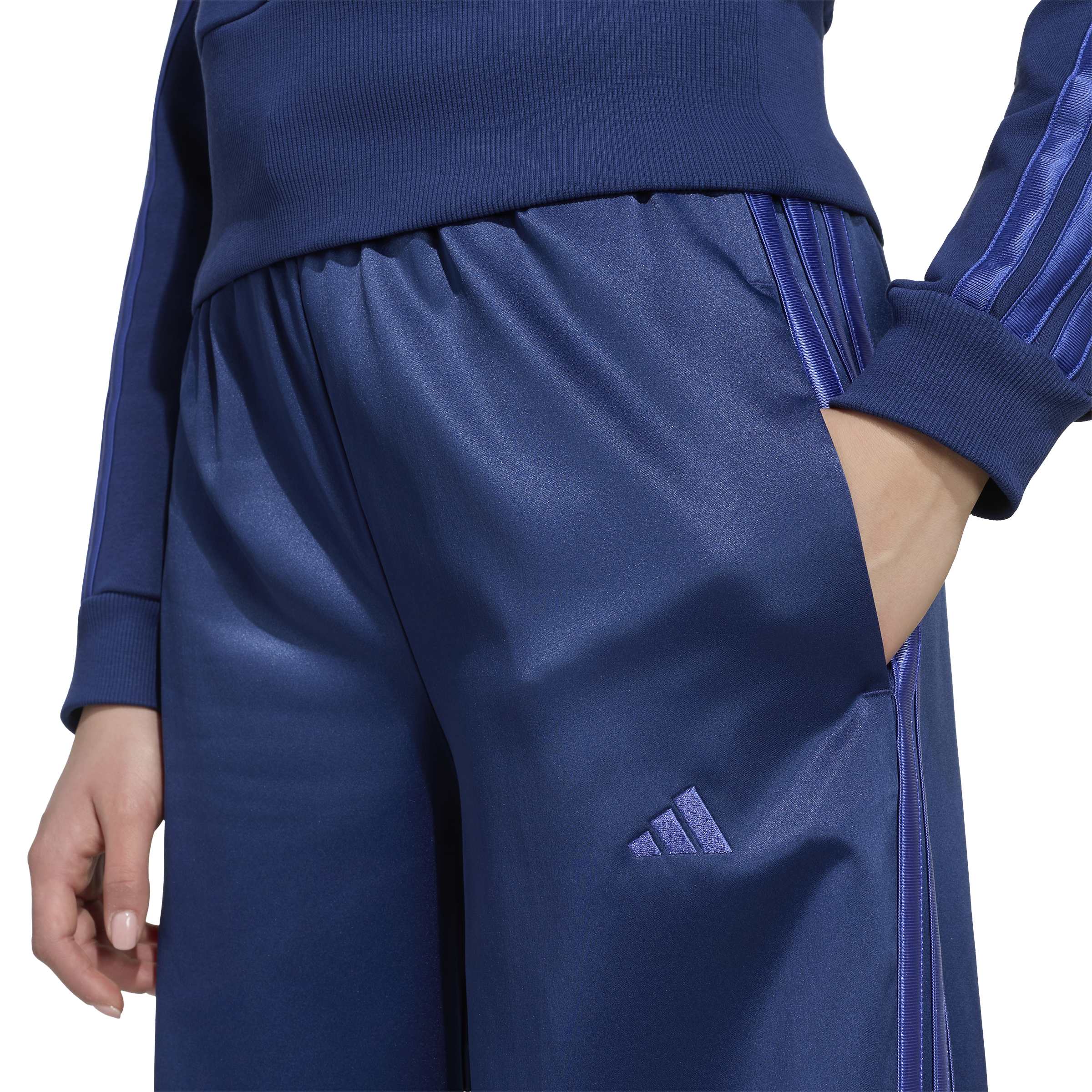 Adidas Pantaloni Satin Wide Leg Blu