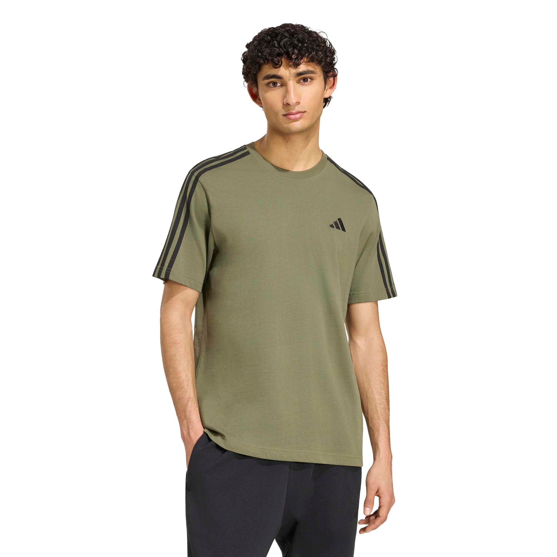 Adidas T-shirt Essentials 3-Stripes Single Jersey Left Chest Branded Verde