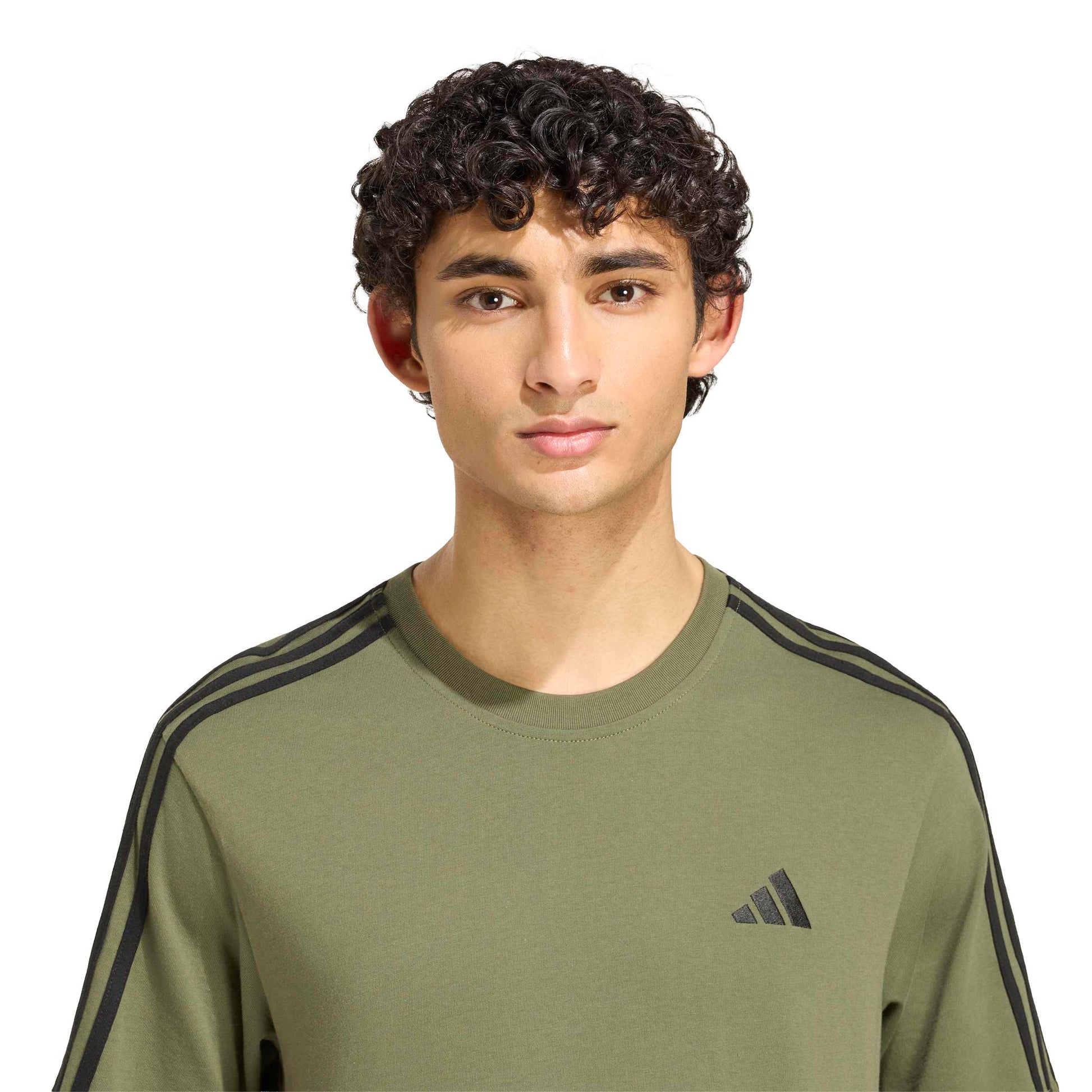 Adidas T-shirt Essentials 3-Stripes Single Jersey Left Chest Branded Verde