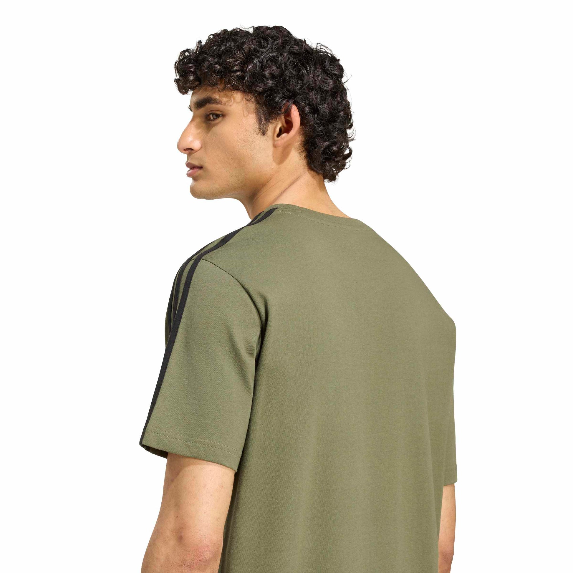 Adidas T-shirt Essentials 3-Stripes Single Jersey Left Chest Branded Verde
