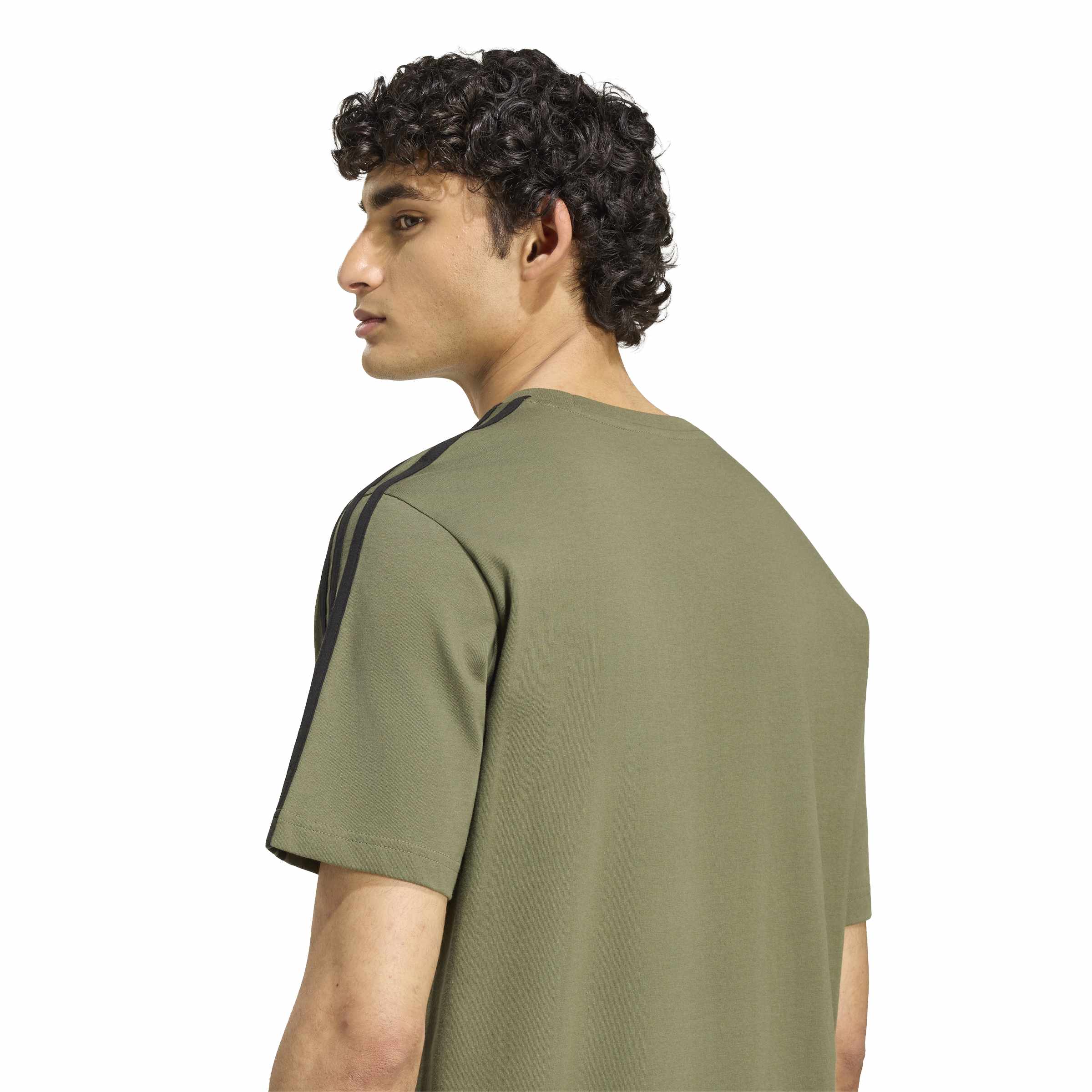 Adidas T-shirt Essentials 3-Stripes Single Jersey Left Chest Branded Verde