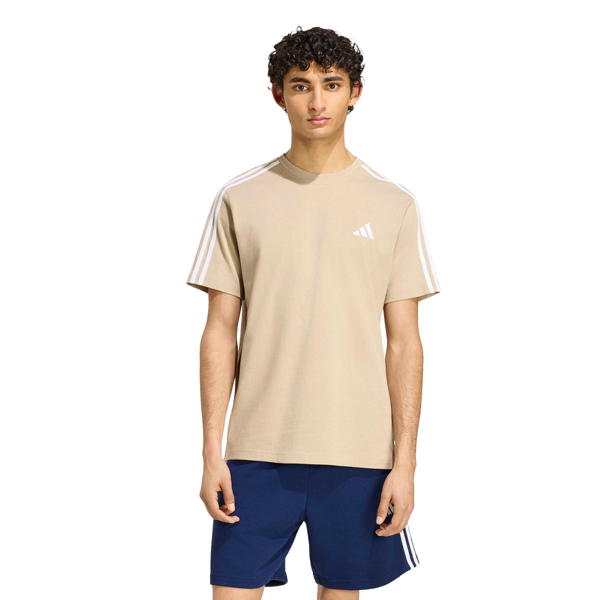 Adidas T-shirt Essentials 3-Stripes Single Jersey Left Chest Branded Beige
