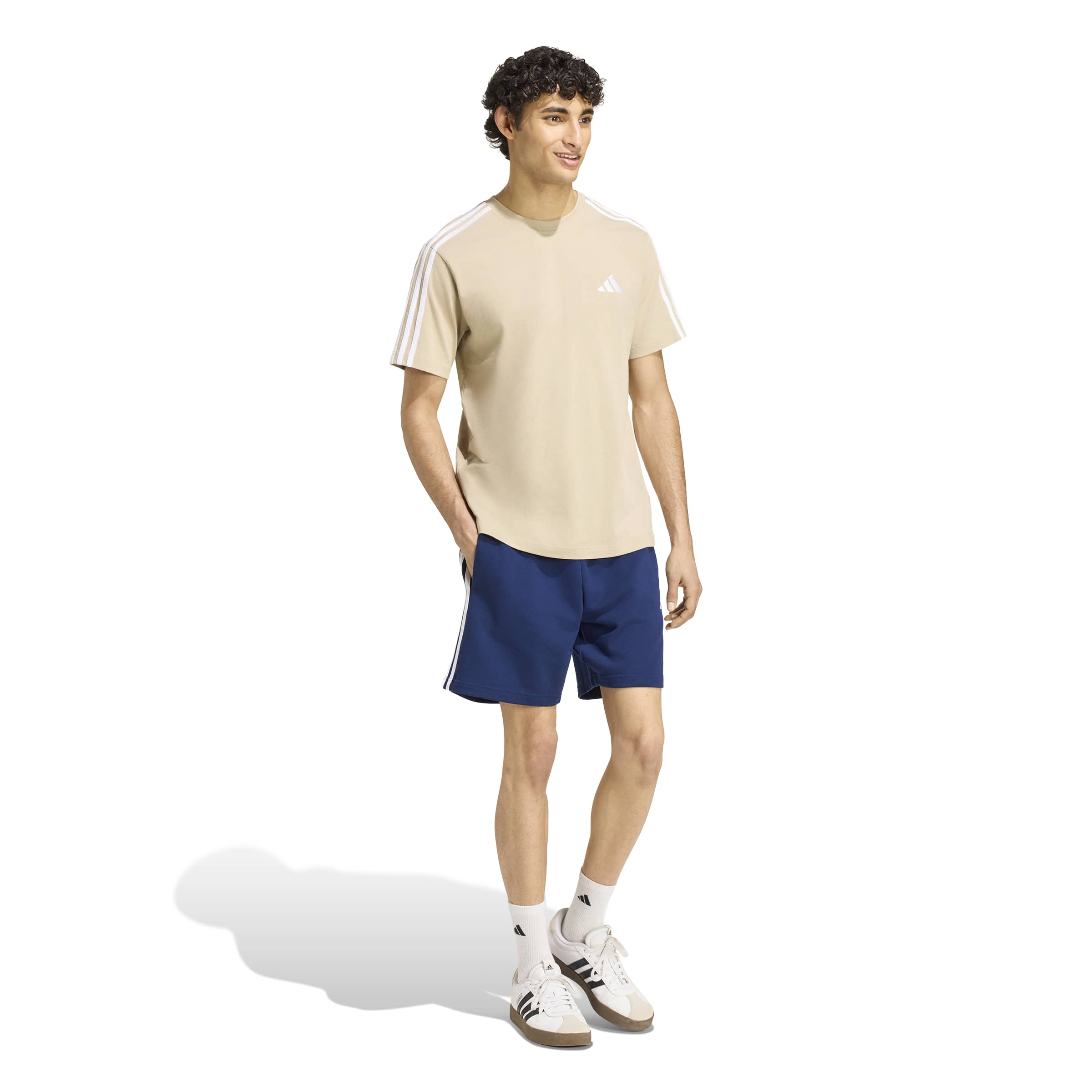 Adidas T-shirt Essentials 3-Stripes Single Jersey Left Chest Branded Beige