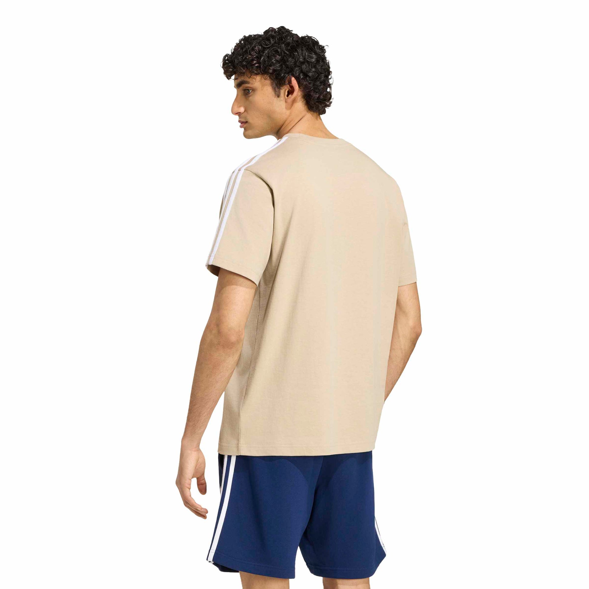 Adidas T-shirt Essentials 3-Stripes Single Jersey Left Chest Branded Beige