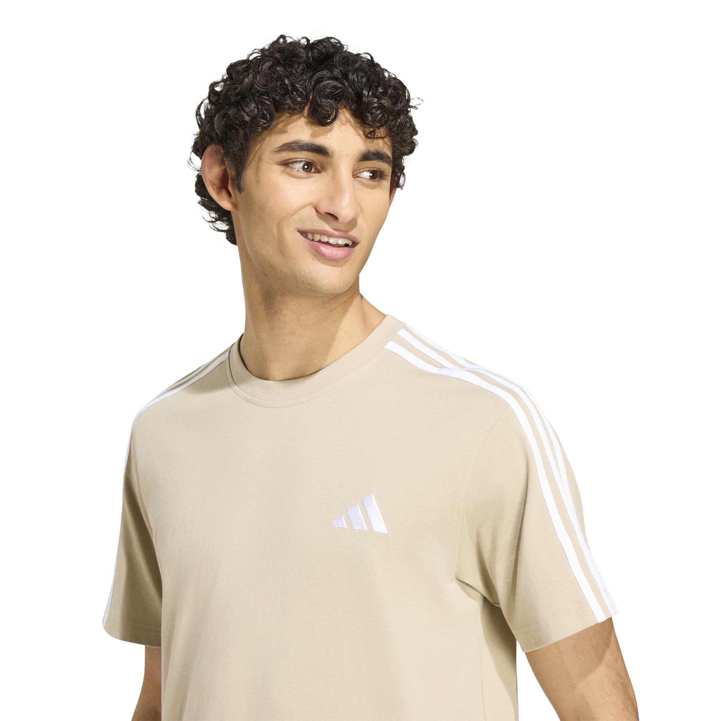 Adidas T-shirt Essentials 3-Stripes Single Jersey Left Chest Branded Beige