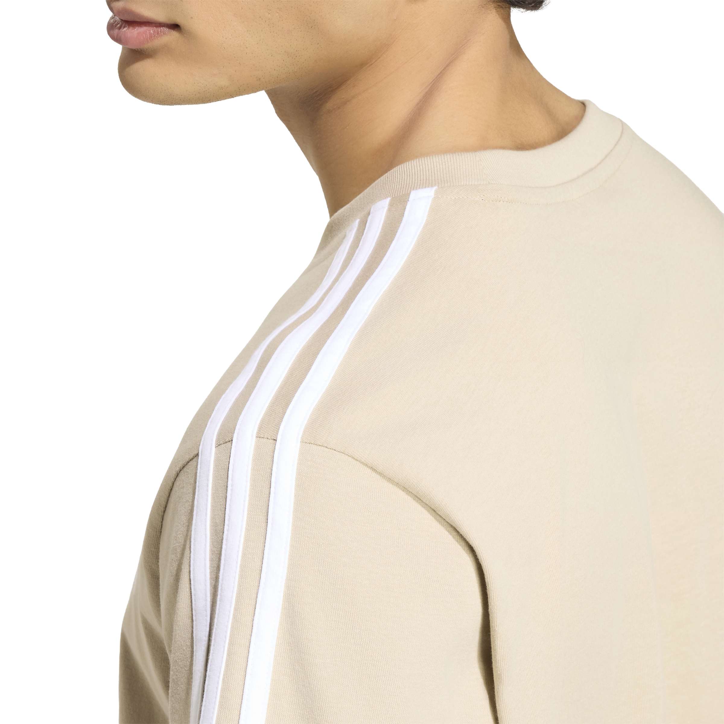 Adidas T-shirt Essentials 3-Stripes Single Jersey Left Chest Branded Beige