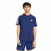 Adidas T-shirt Essentials 3-Stripes Single Jersey Left Chest Branded Blu
