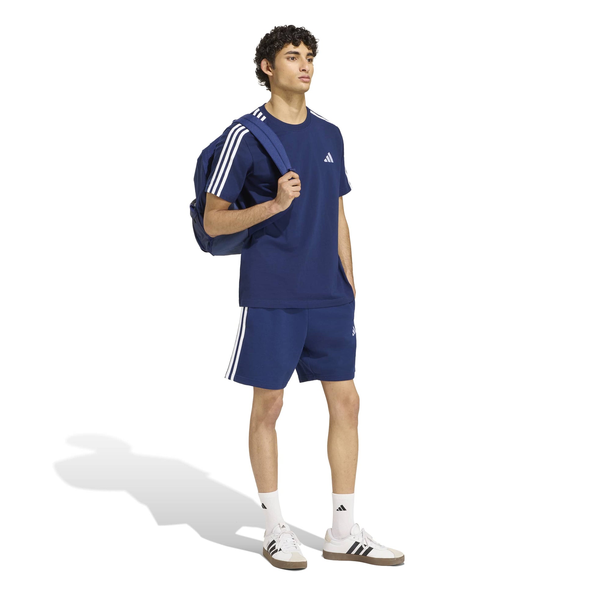 Adidas T-shirt Essentials 3-Stripes Single Jersey Left Chest Branded Blu