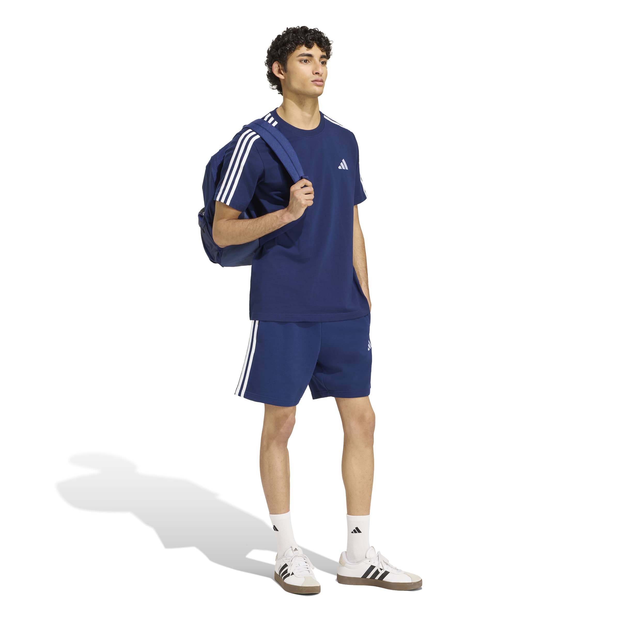 Adidas T-shirt Essentials 3-Stripes Single Jersey Left Chest Branded Blu