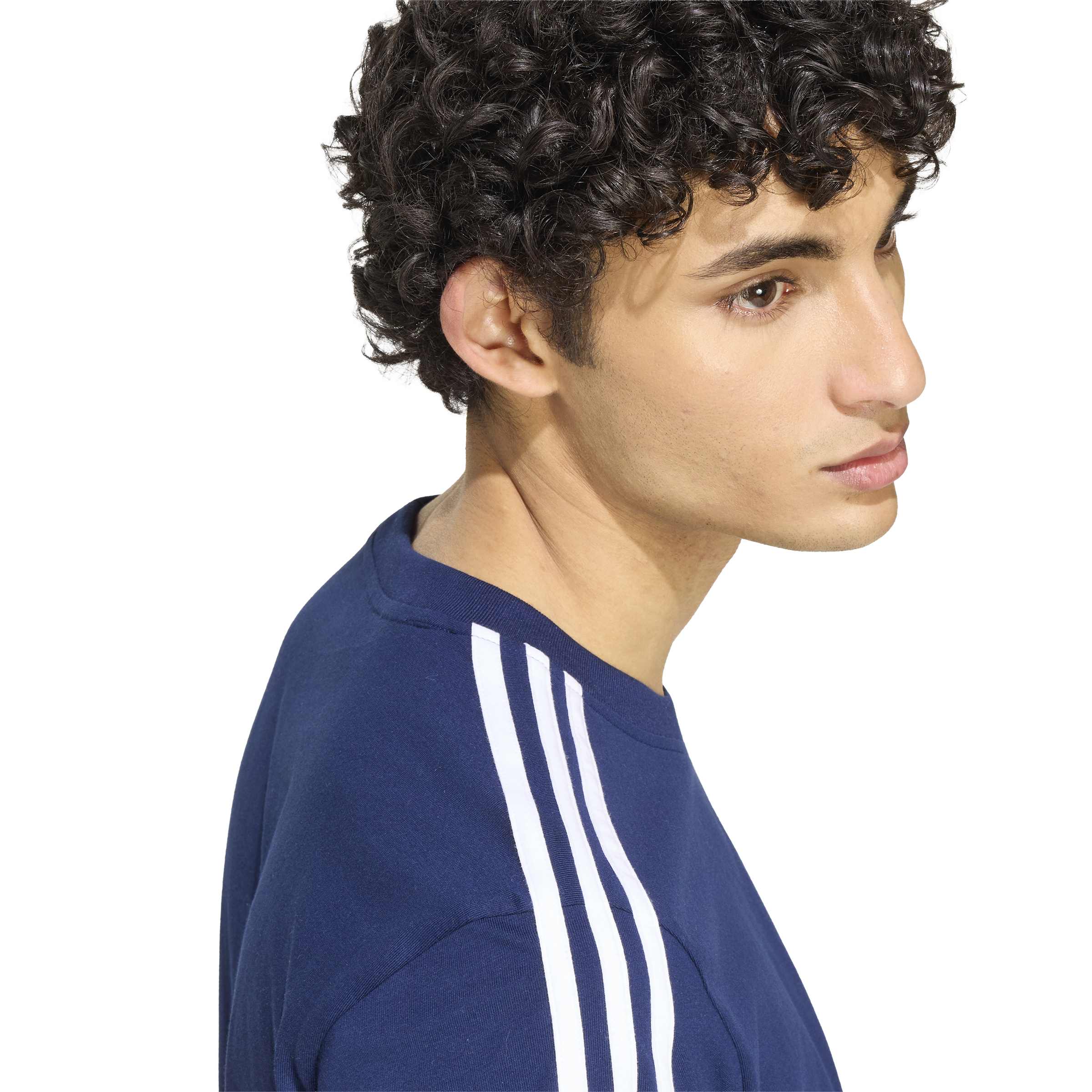 Adidas T-shirt Essentials 3-Stripes Single Jersey Left Chest Branded Blu