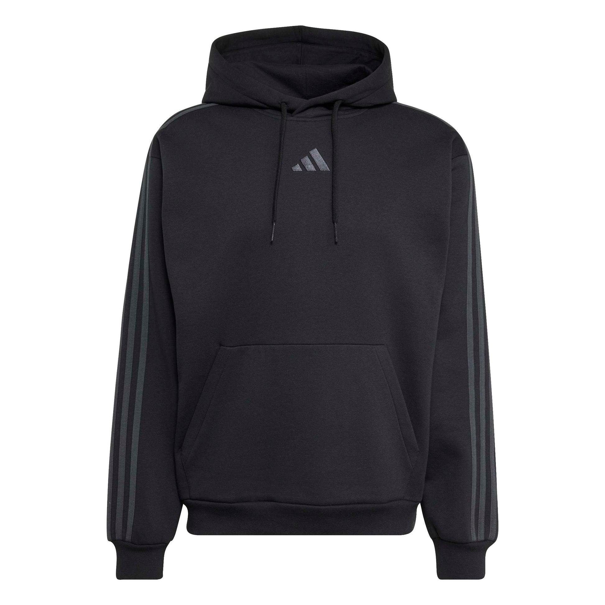 Adidas Felpa con Cappuccio Essentials 3-Stripes Fleece Nero