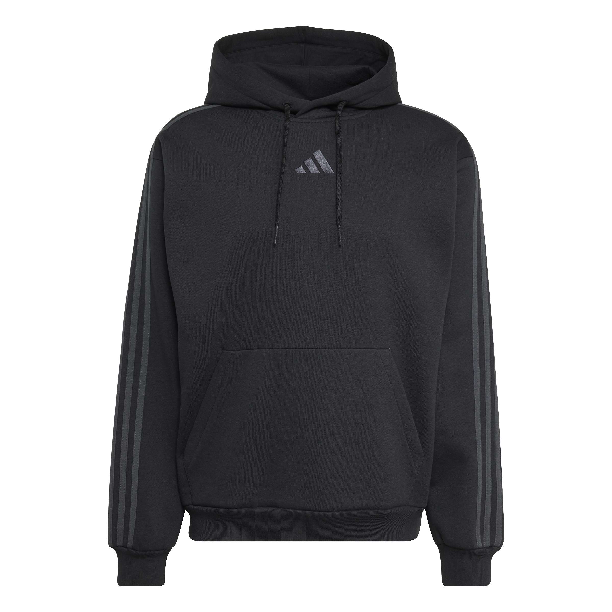 Adidas Felpa con Cappuccio Essentials 3-Stripes Fleece Nero