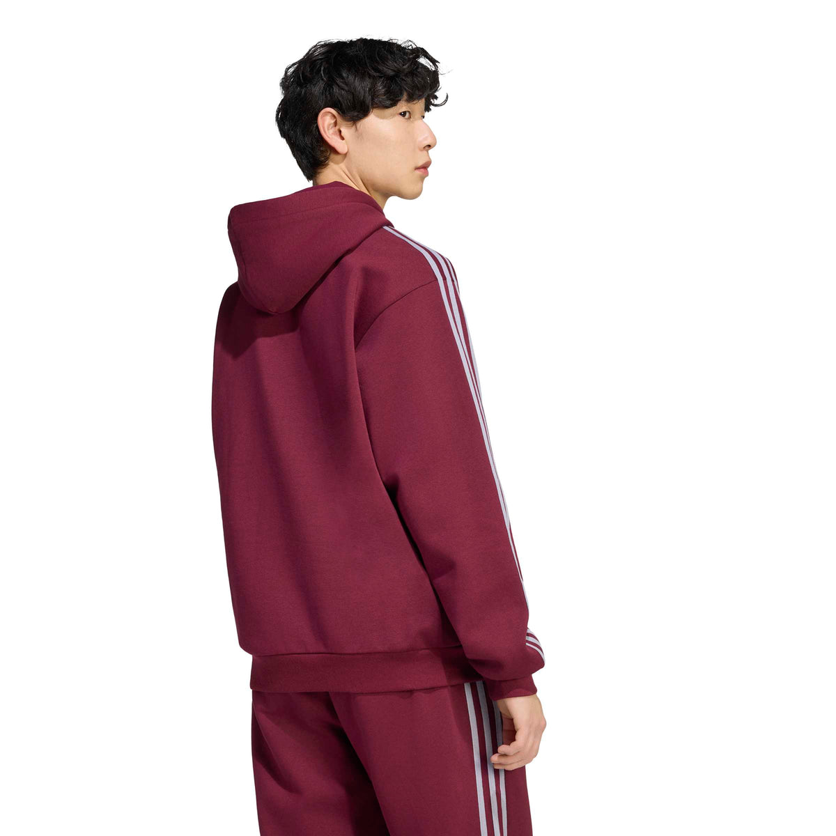 Adidas Felpa con Cappuccio Essentials 3-Stripes Rosso