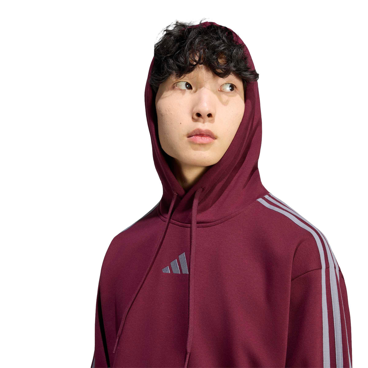 Adidas Felpa con Cappuccio Essentials 3-Stripes Rosso