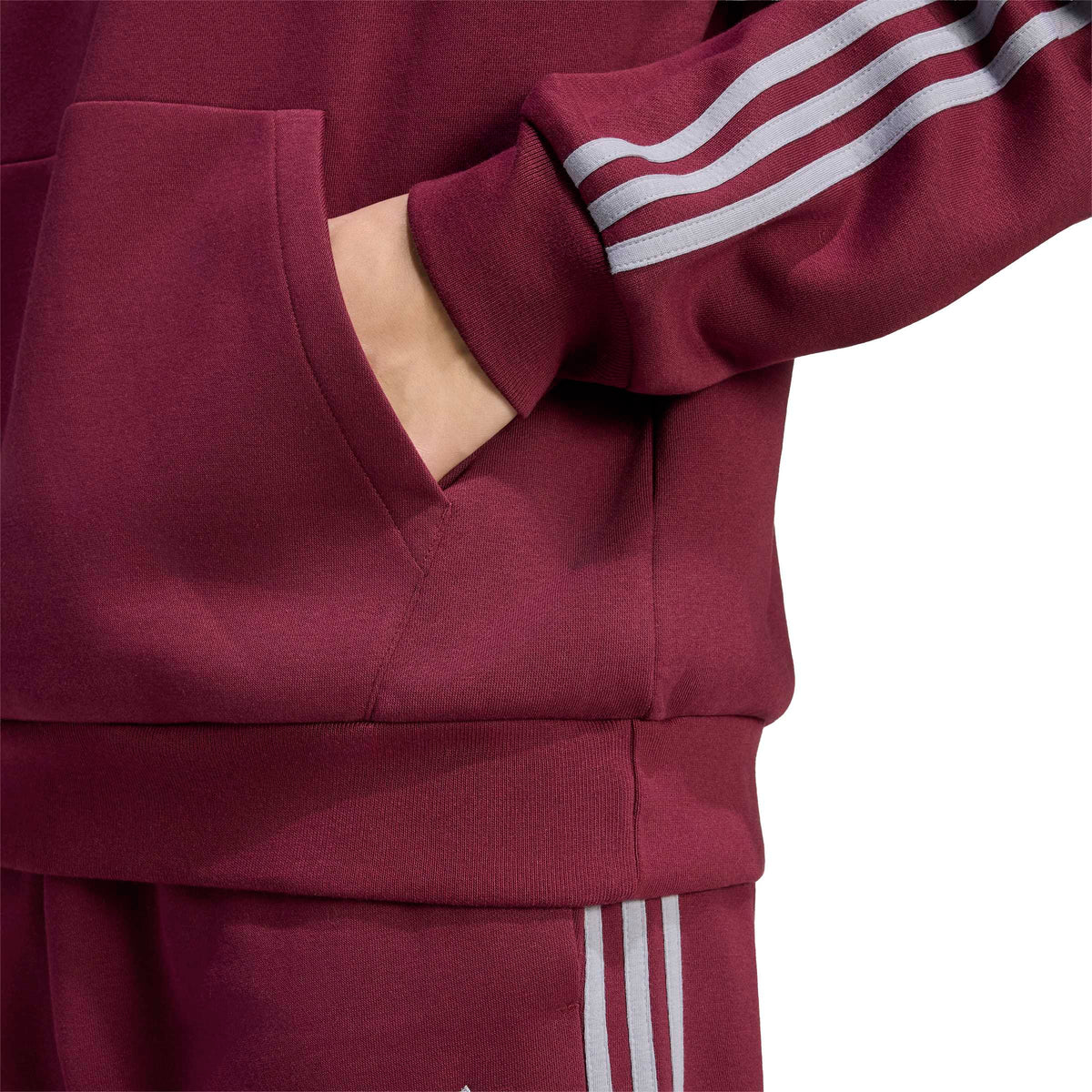 Adidas Felpa con Cappuccio Essentials 3-Stripes Rosso