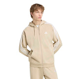 Felpa con Cappuccio e Zip Essentials 3-Stripes - Beige