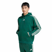 Adidas Felpa con Cappuccio Essentials 3-Stripes Fleece Verde