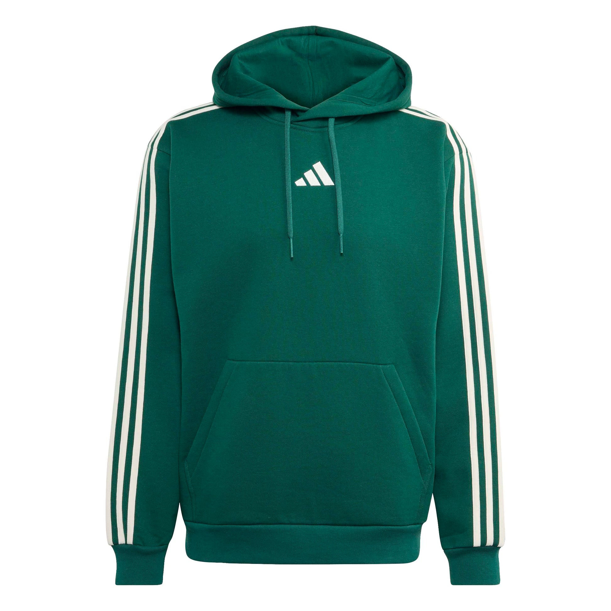 Adidas Felpa con Cappuccio Essentials 3-Stripes Fleece Verde