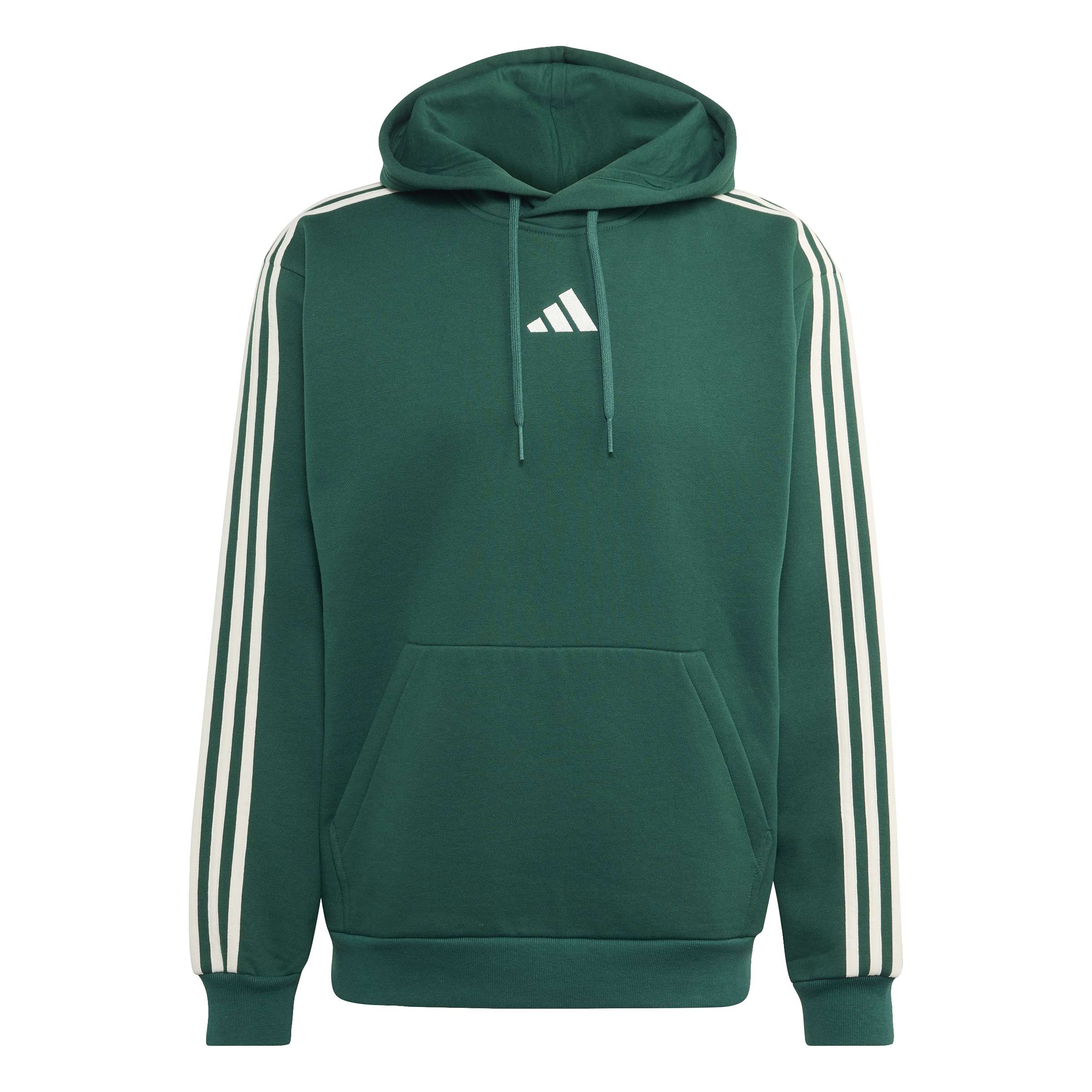 Adidas Felpa con Cappuccio Essentials 3-Stripes Fleece Verde