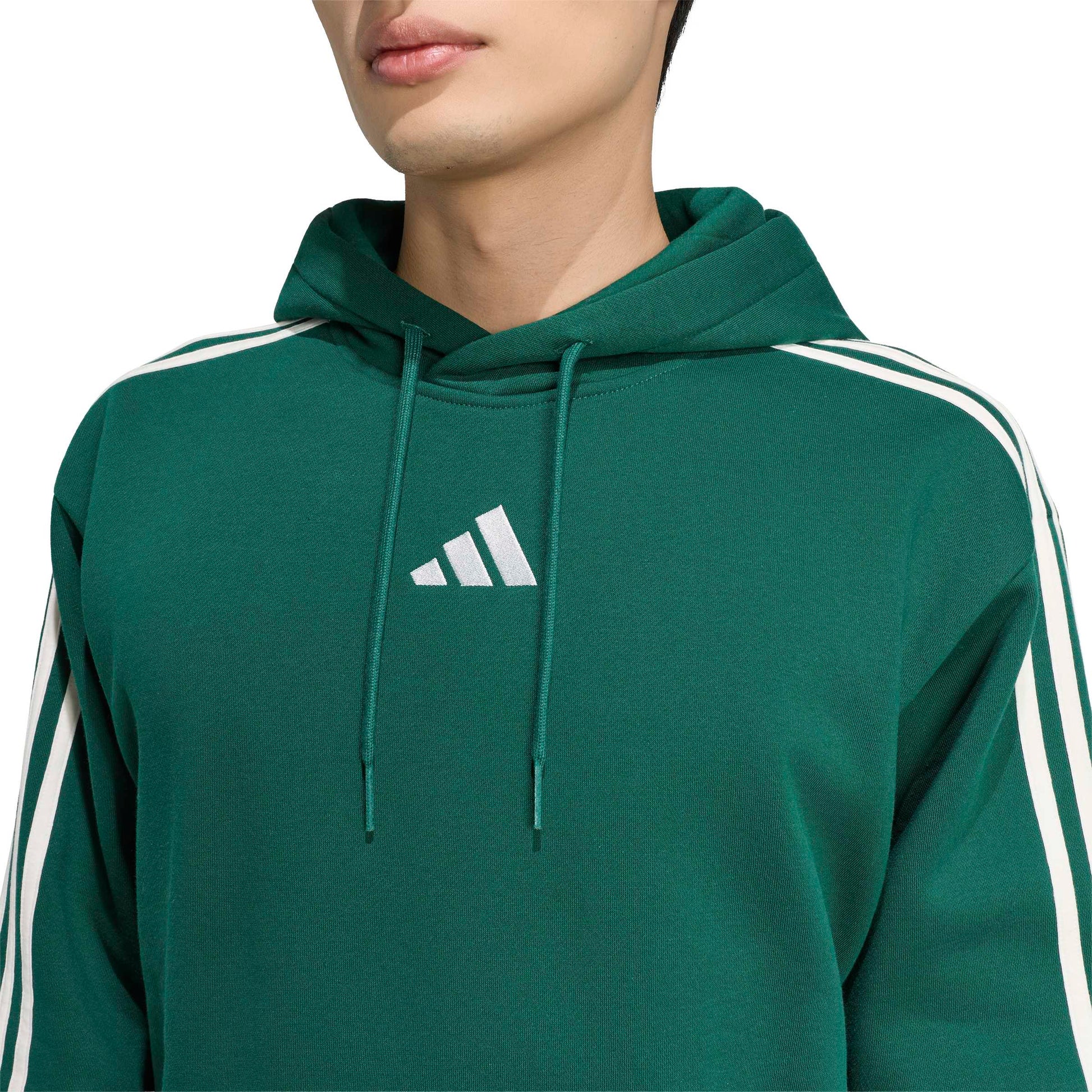 Adidas Felpa con Cappuccio Essentials 3-Stripes Fleece Verde