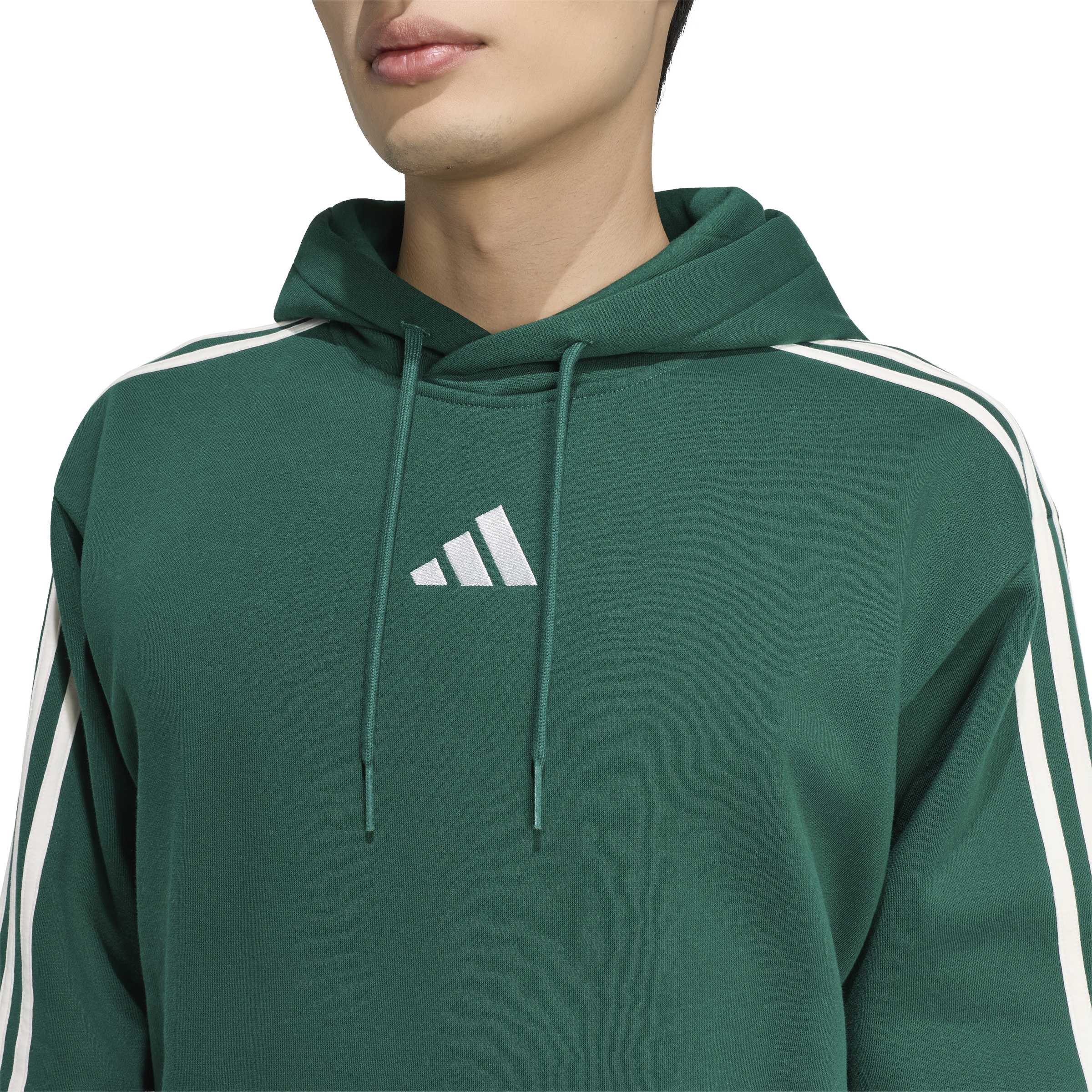Adidas Felpa con Cappuccio Essentials 3-Stripes Fleece Verde