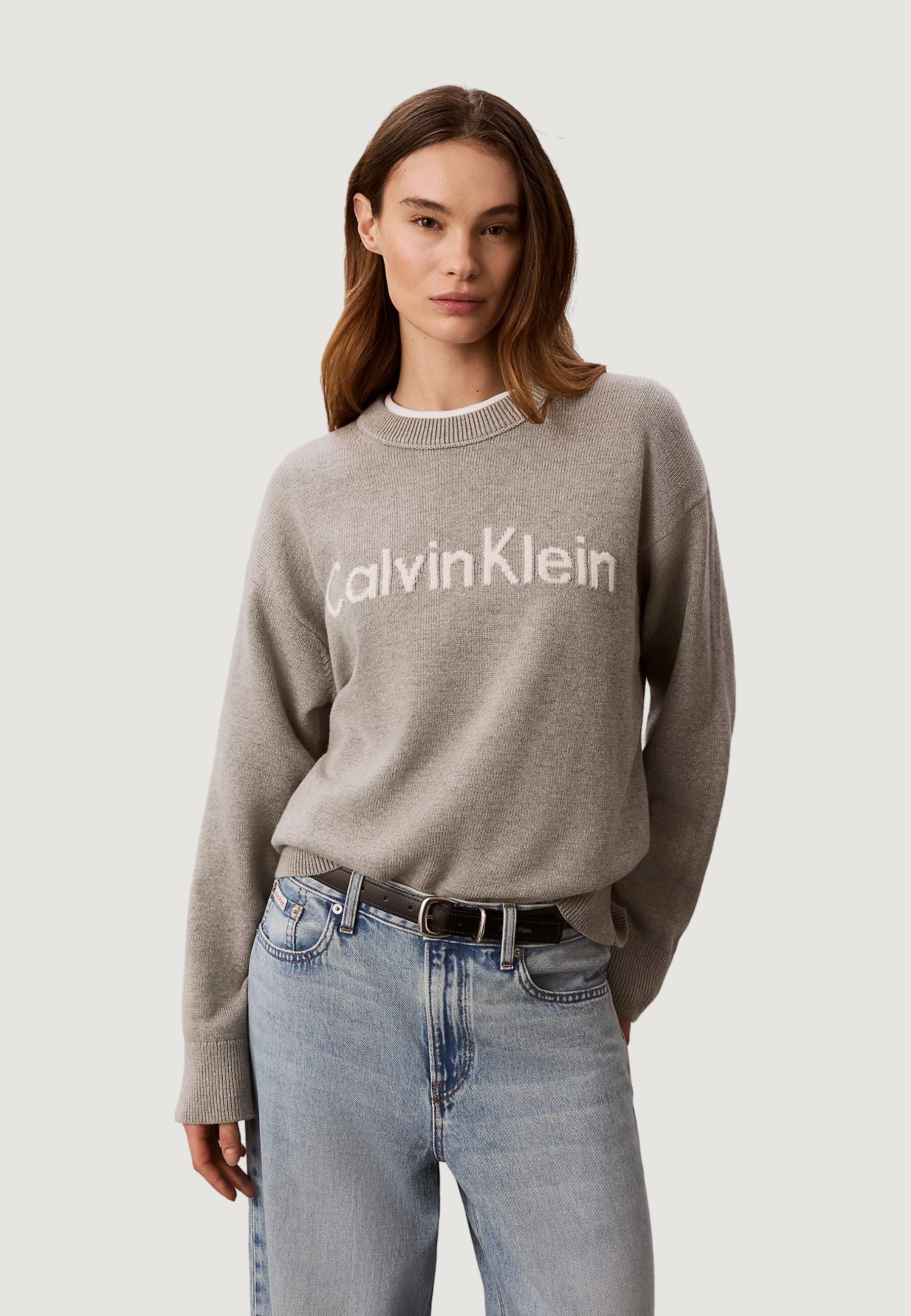 Calvin Klein Contrast Logo Swe Grigio