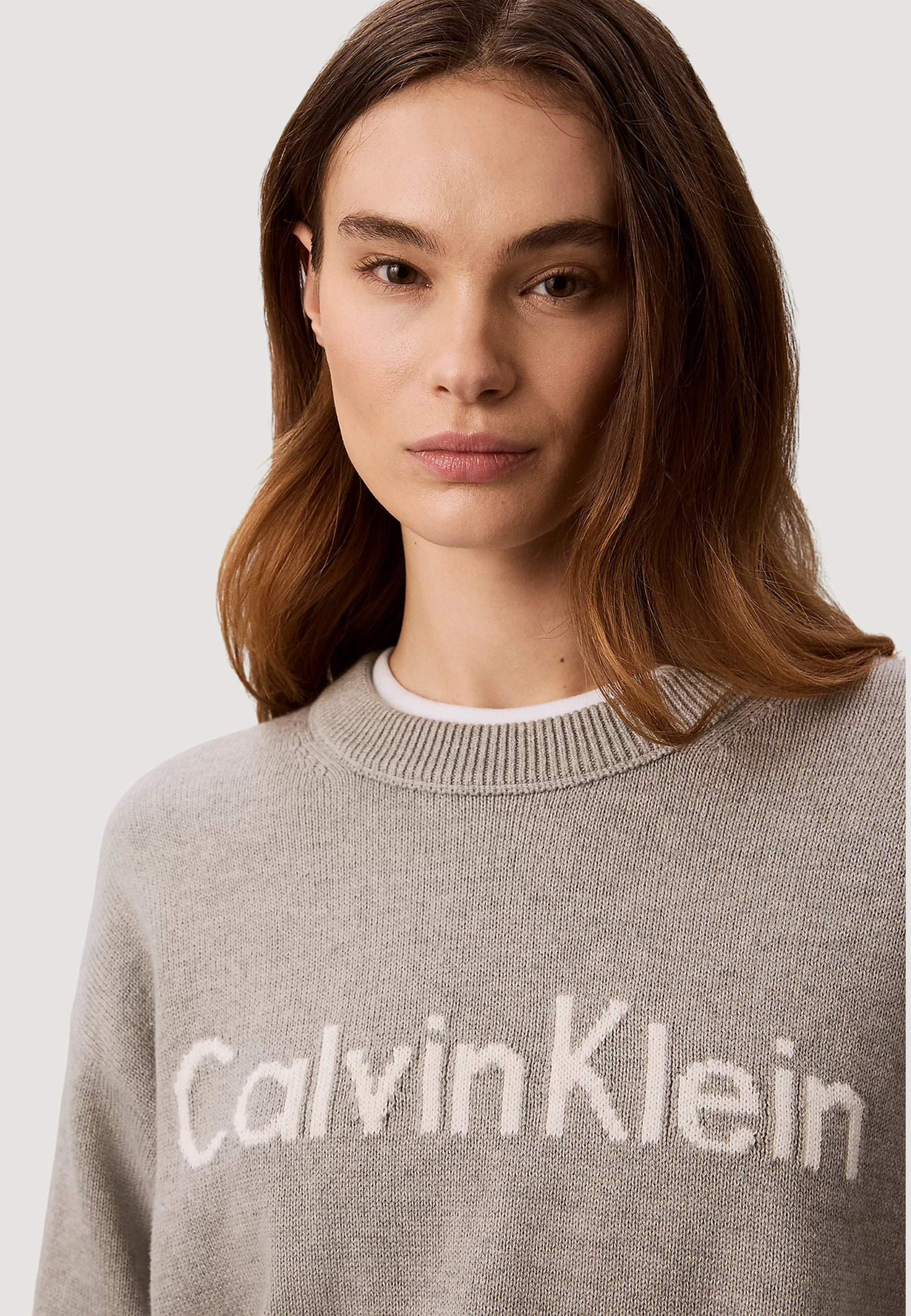 Calvin Klein Contrast Logo Swe Grigio