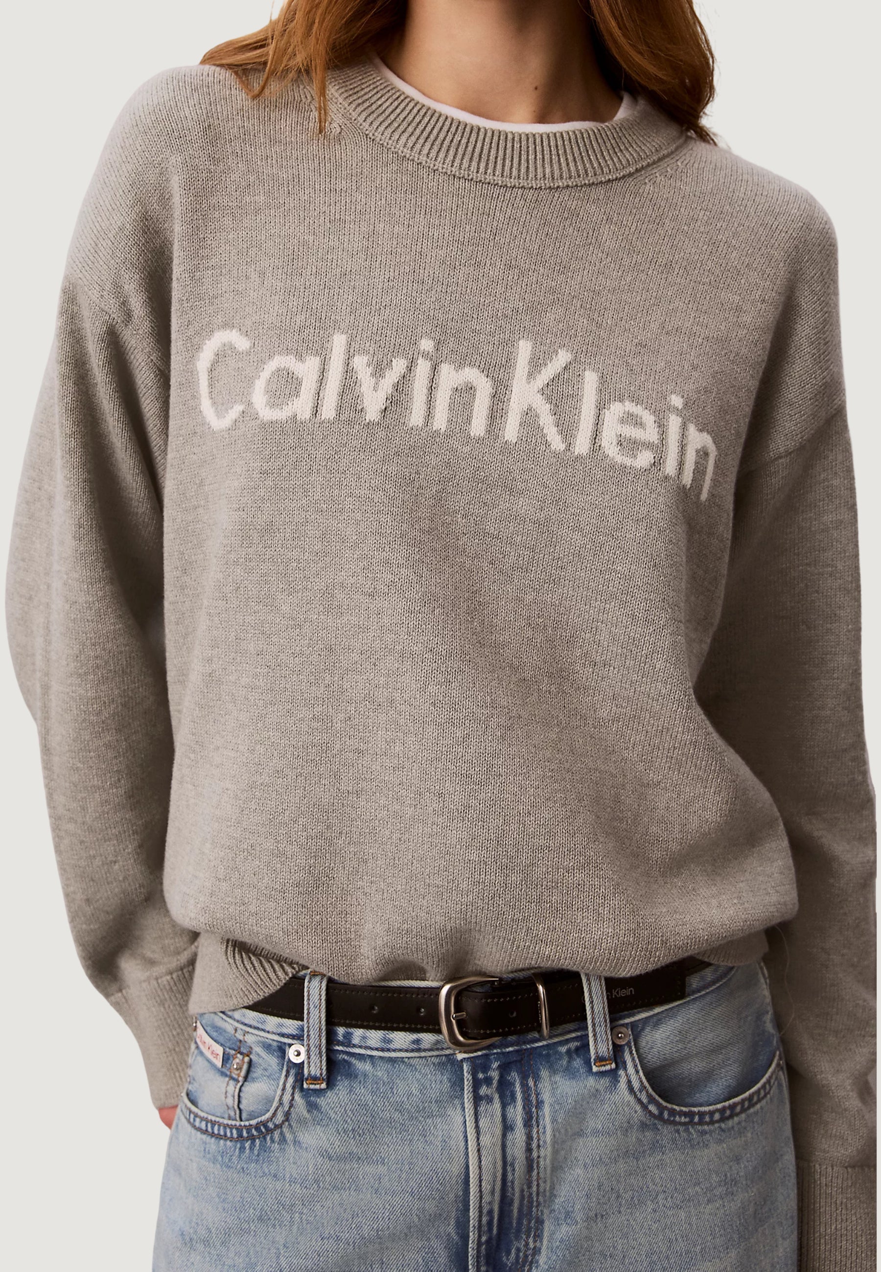Calvin Klein Contrast Logo Swe Grigio