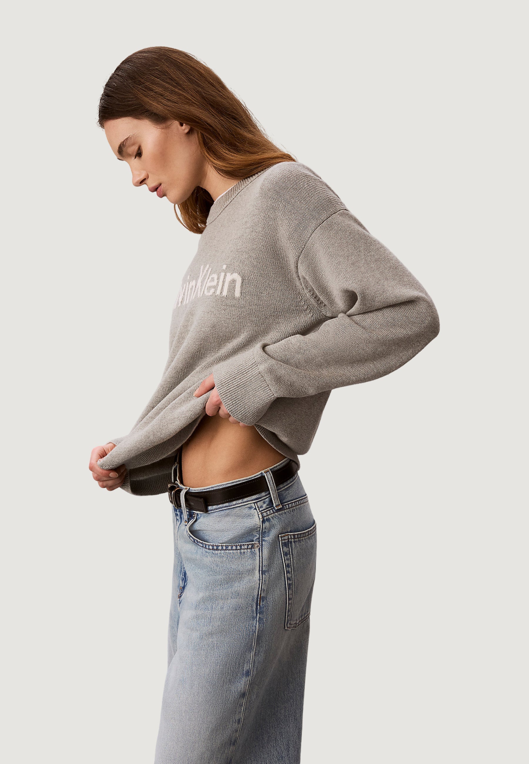 Calvin Klein Contrast Logo Swe Grigio