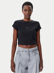 T-Shirt Monologo Baby Rib - Nero